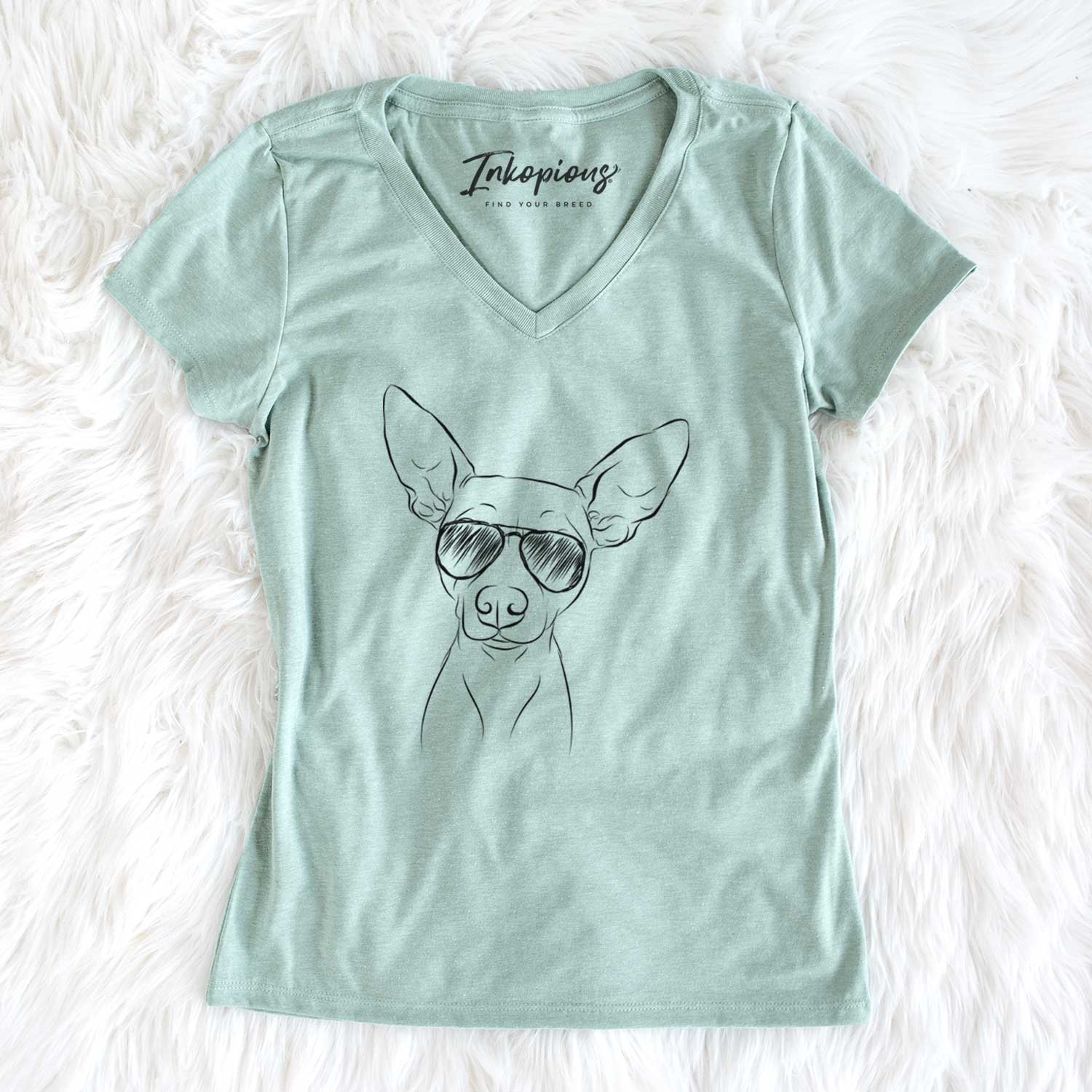 Aviator Desi the American Hairless Terrier - Women's V-neck Shirt