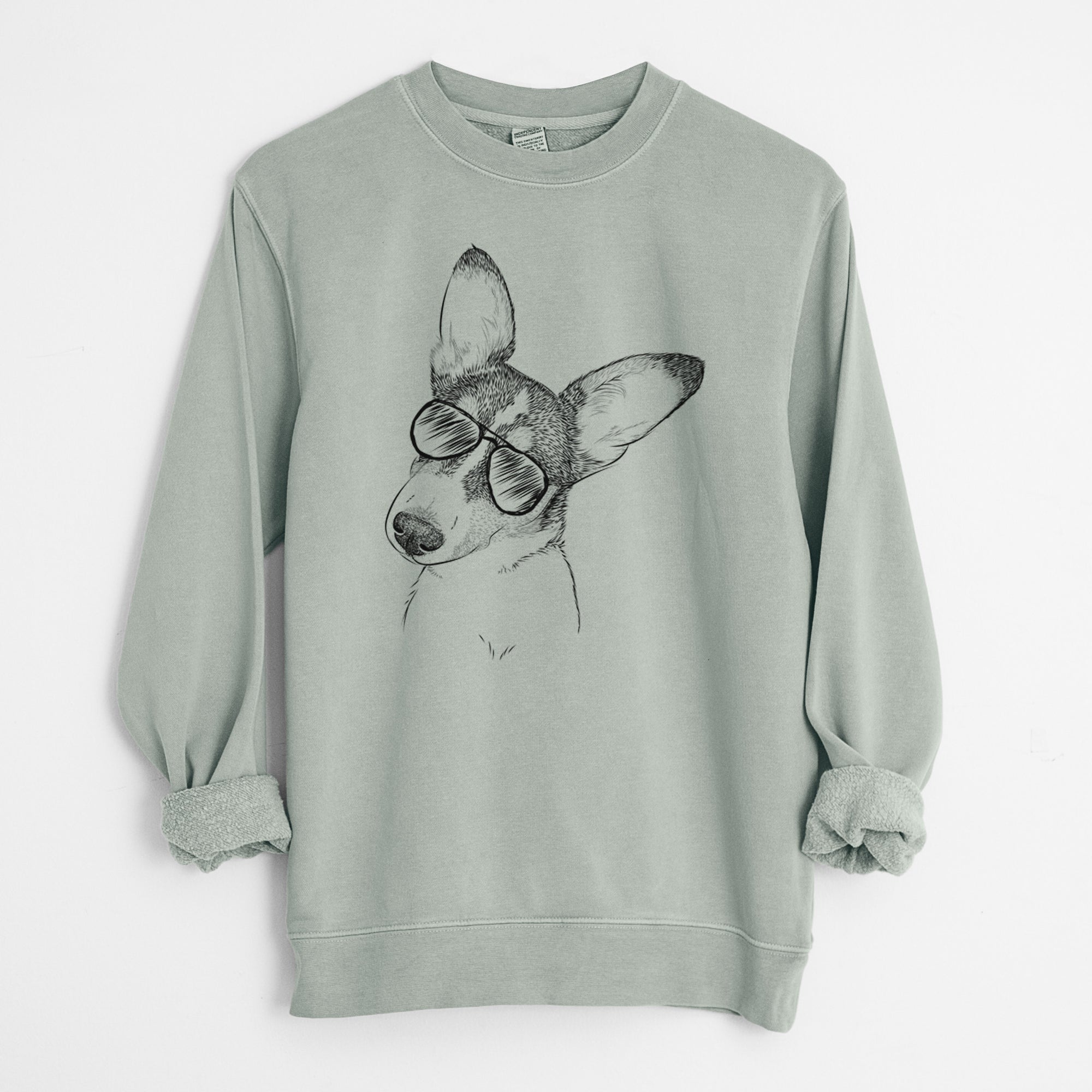 Aviator Dexter the Corgi - Unisex Pigment Dyed Crew Sweatshirt