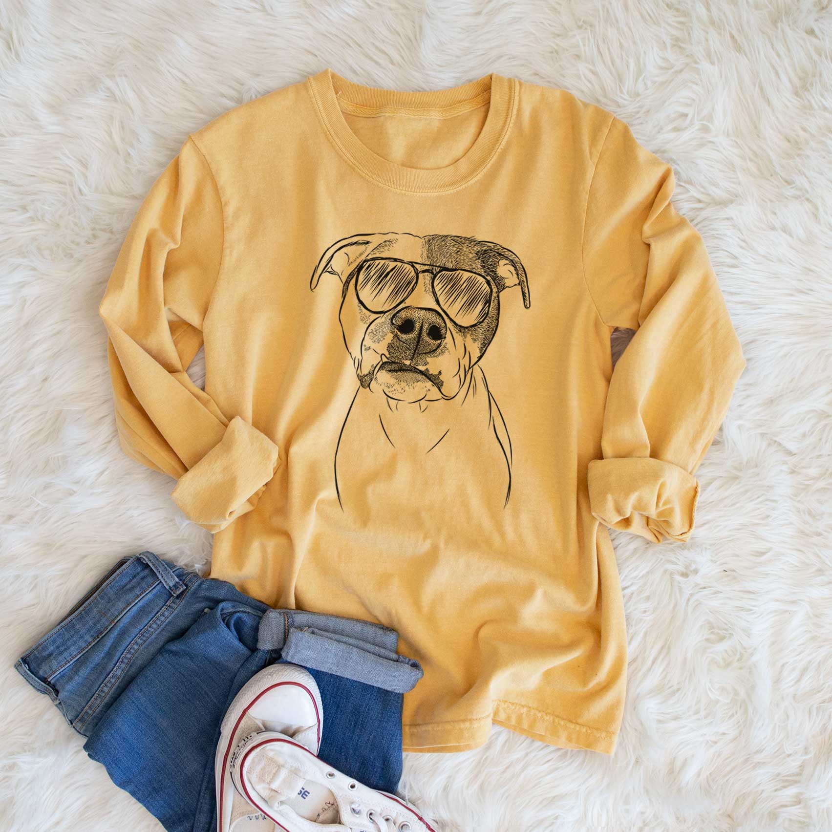 Aviators Dexter the Pitbull - Heavyweight 100% Cotton Long Sleeve