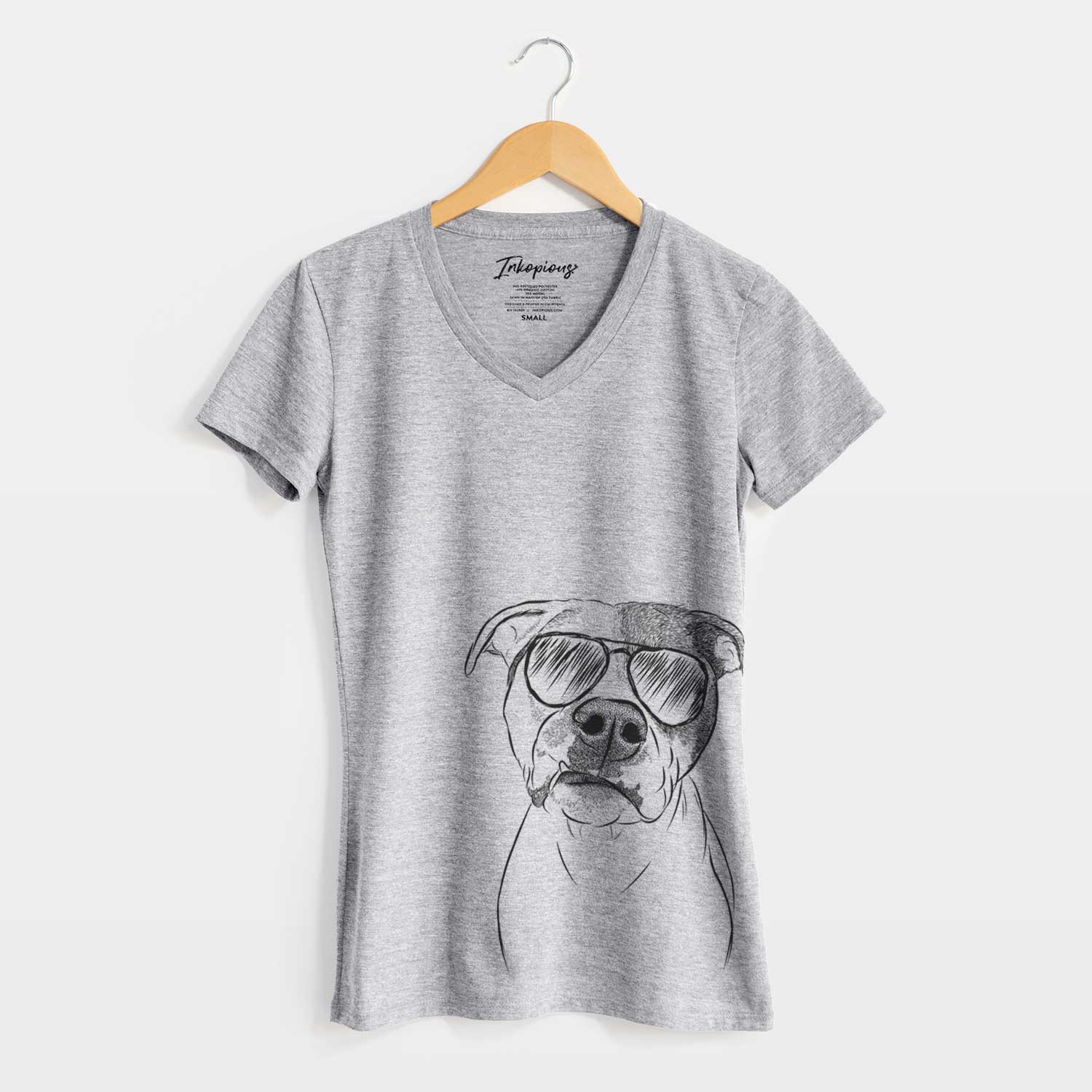 Aviator Dexter the Pitbull - Women's V-neck Shirt