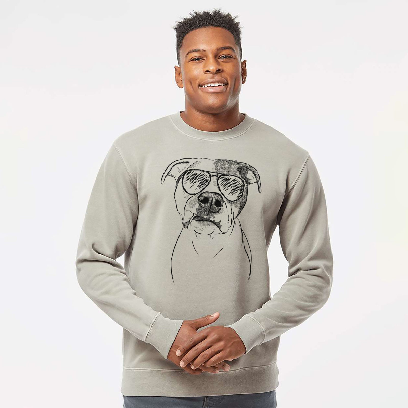 Aviator Dexter the Pitbull - Unisex Pigment Dyed Crew Sweatshirt