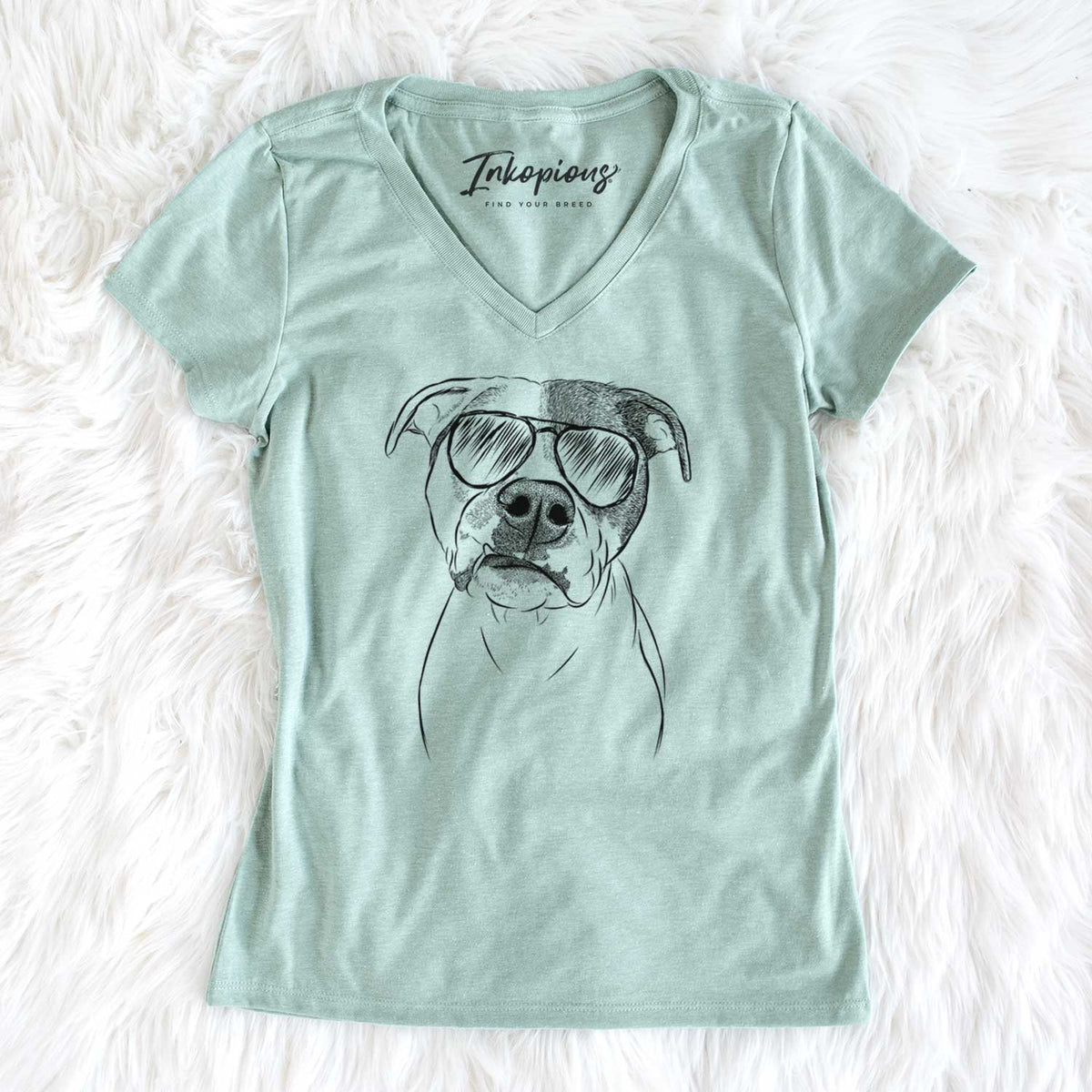 Aviator Dexter the Pitbull - Women's V-neck Shirt