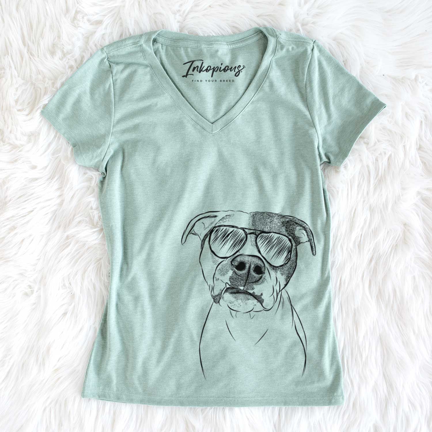 Aviator Dexter the Pitbull - Women's V-neck Shirt