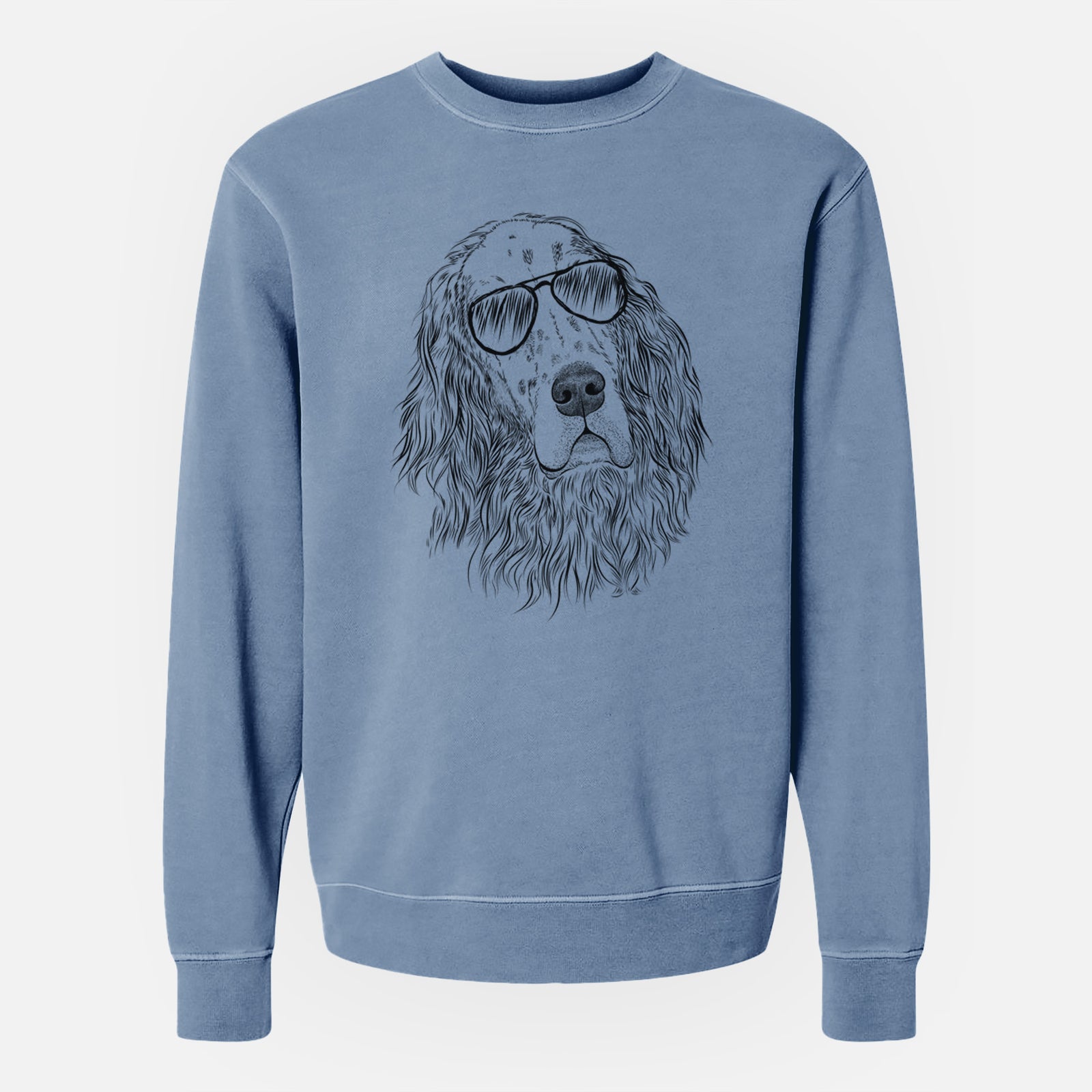 Aviator Dexter the English Setter - Unisex Pigment Dyed Crew Sweatshirt