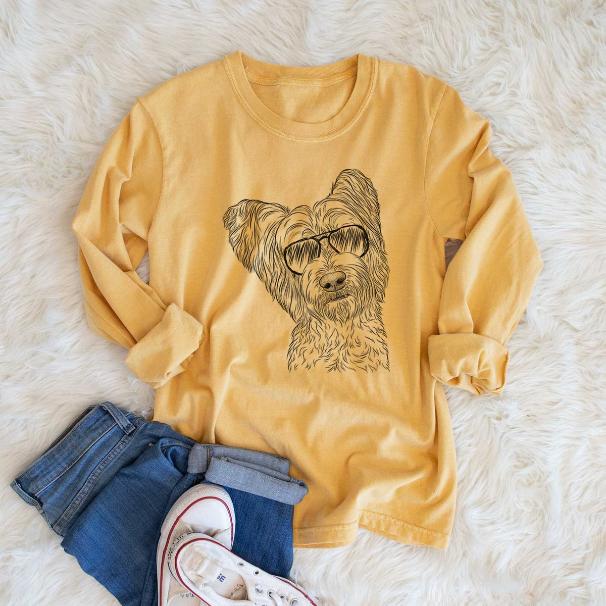 Aviators Dexter the Terrier Mix - Heavyweight 100% Cotton Long Sleeve