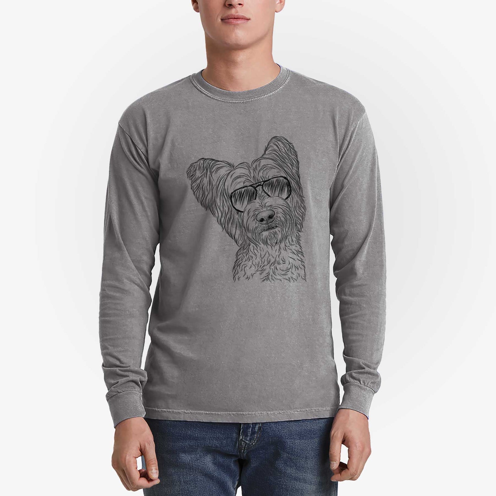 Aviators Dexter the Terrier Mix - Heavyweight 100% Cotton Long Sleeve