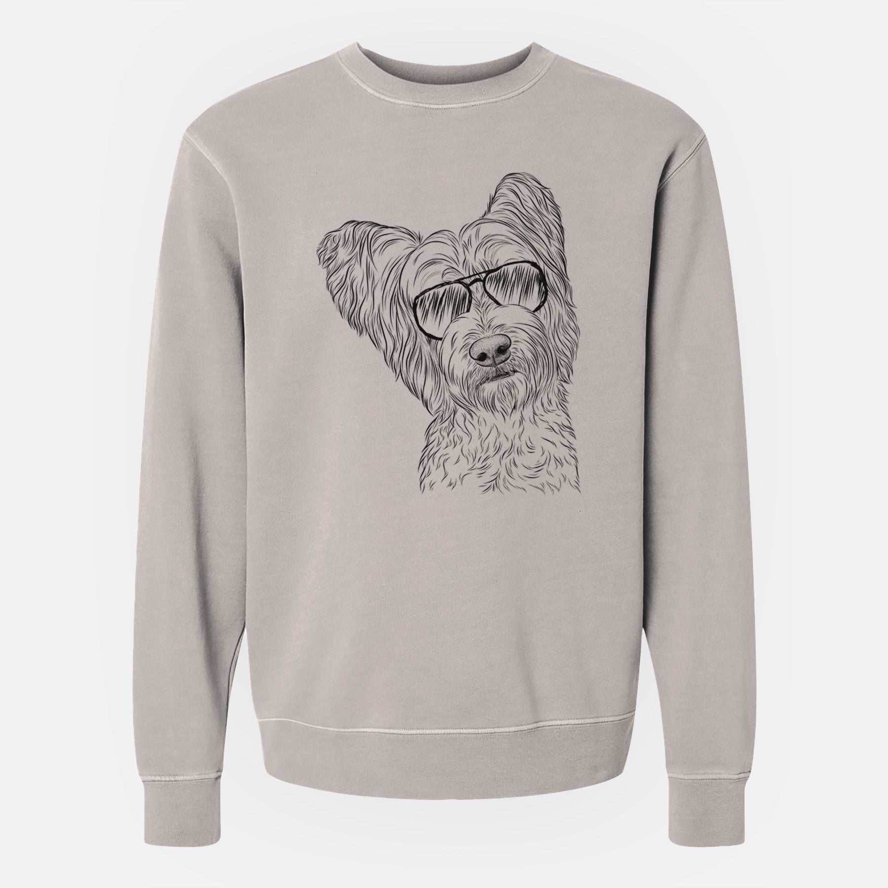 Aviator Dexter the Terrier Mix - Unisex Pigment Dyed Crew Sweatshirt