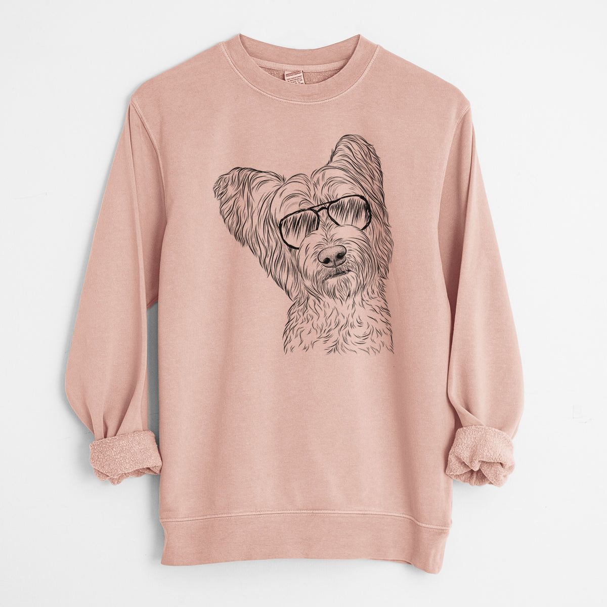 Aviator Dexter the Terrier Mix - Unisex Pigment Dyed Crew Sweatshirt