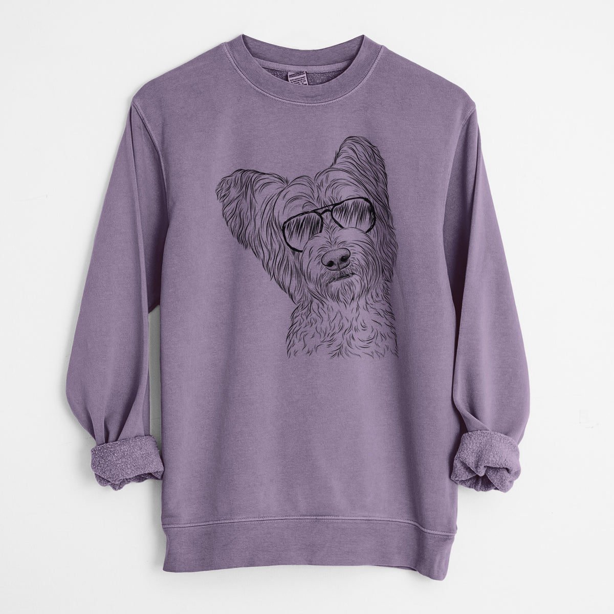 Aviator Dexter the Terrier Mix - Unisex Pigment Dyed Crew Sweatshirt