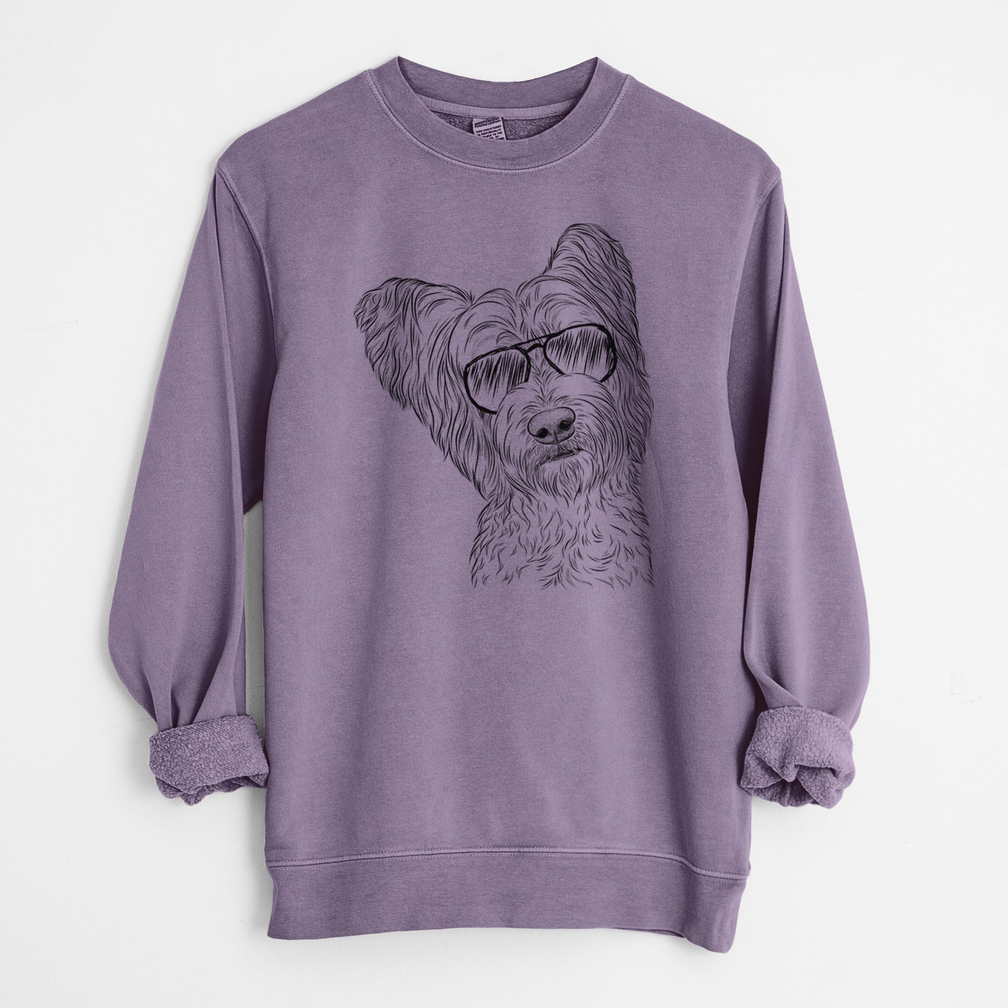 Aviator Dexter the Terrier Mix - Unisex Pigment Dyed Crew Sweatshirt