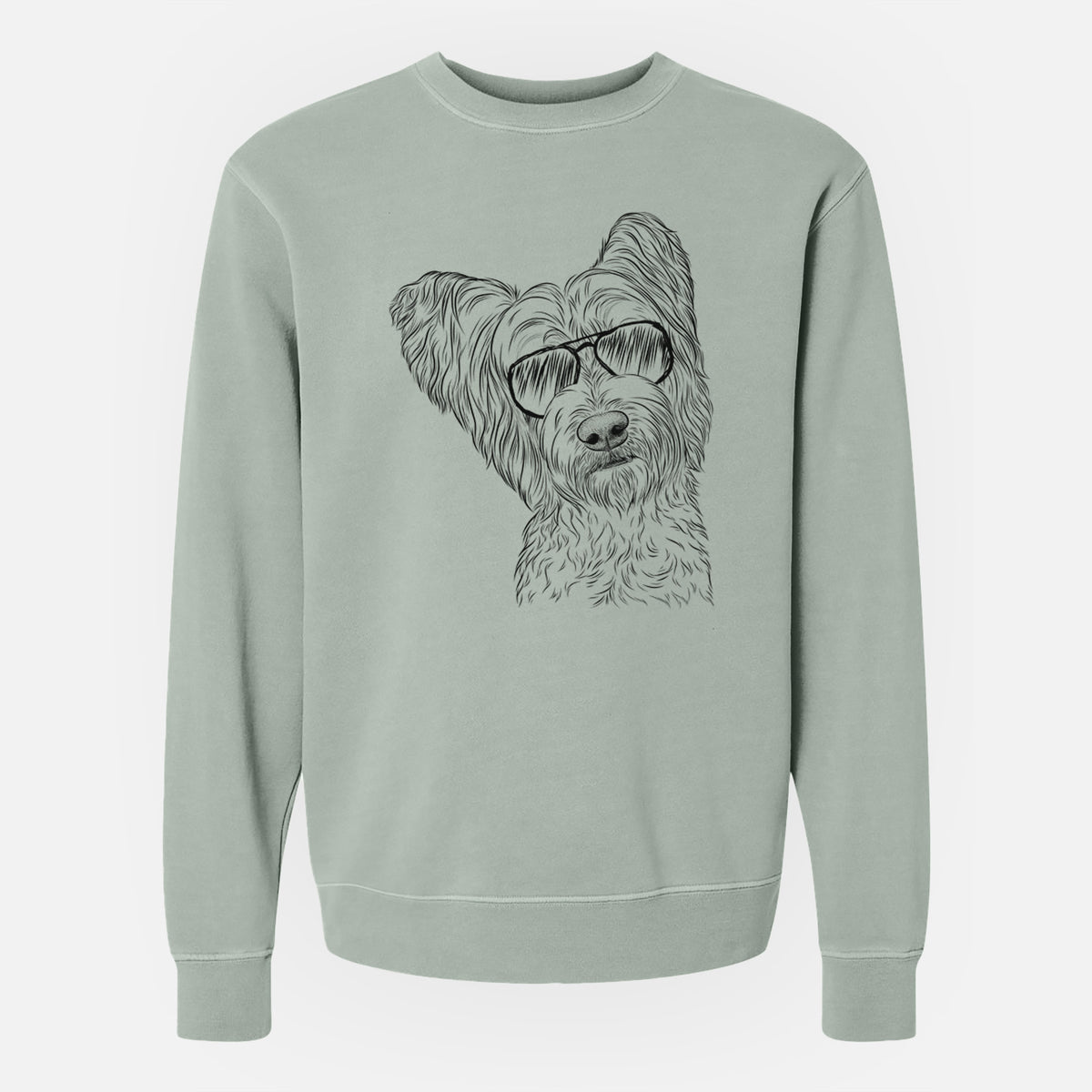 Aviator Dexter the Terrier Mix - Unisex Pigment Dyed Crew Sweatshirt