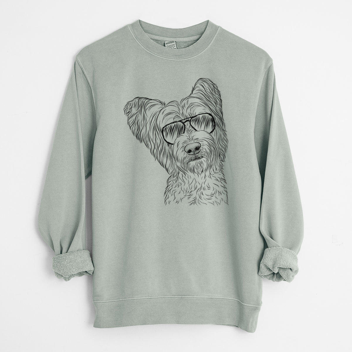 Aviator Dexter the Terrier Mix - Unisex Pigment Dyed Crew Sweatshirt