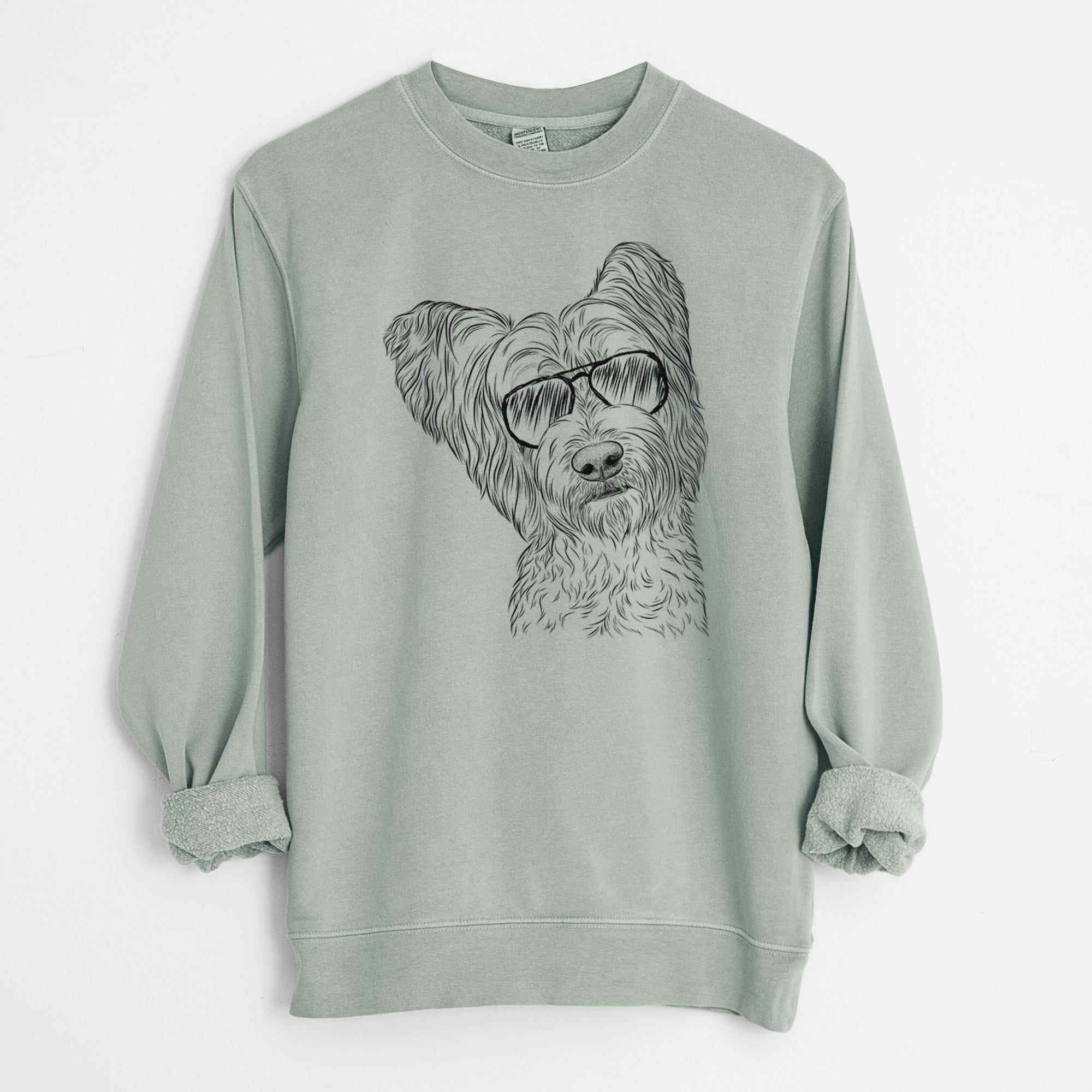 Aviator Dexter the Terrier Mix - Unisex Pigment Dyed Crew Sweatshirt