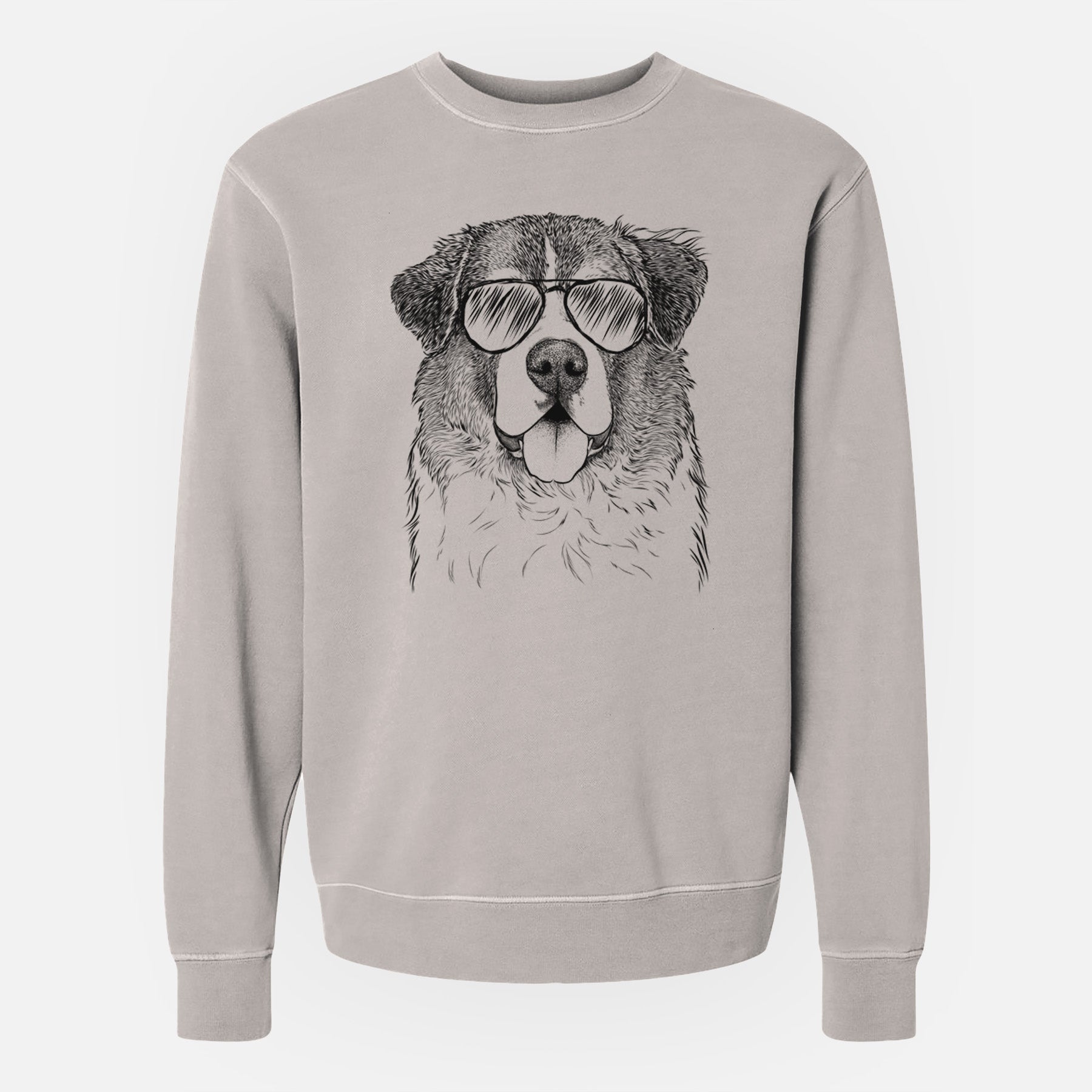 Aviator Dilly the Saint Bernard - Unisex Pigment Dyed Crew Sweatshirt