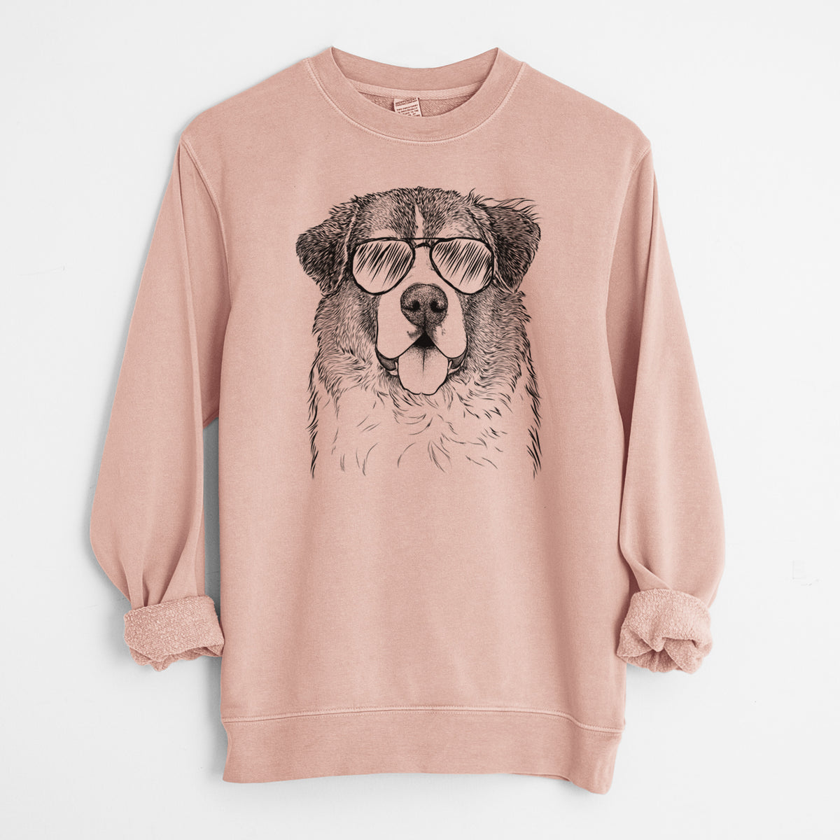 Aviator Dilly the Saint Bernard - Unisex Pigment Dyed Crew Sweatshirt