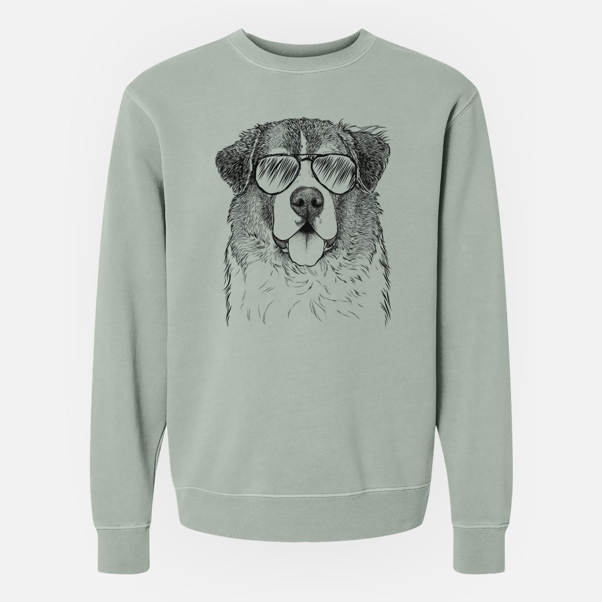 Aviator Dilly the Saint Bernard - Unisex Pigment Dyed Crew Sweatshirt