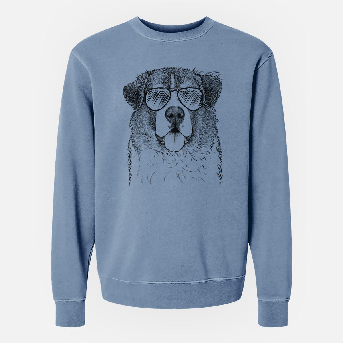 Aviator Dilly the Saint Bernard - Unisex Pigment Dyed Crew Sweatshirt