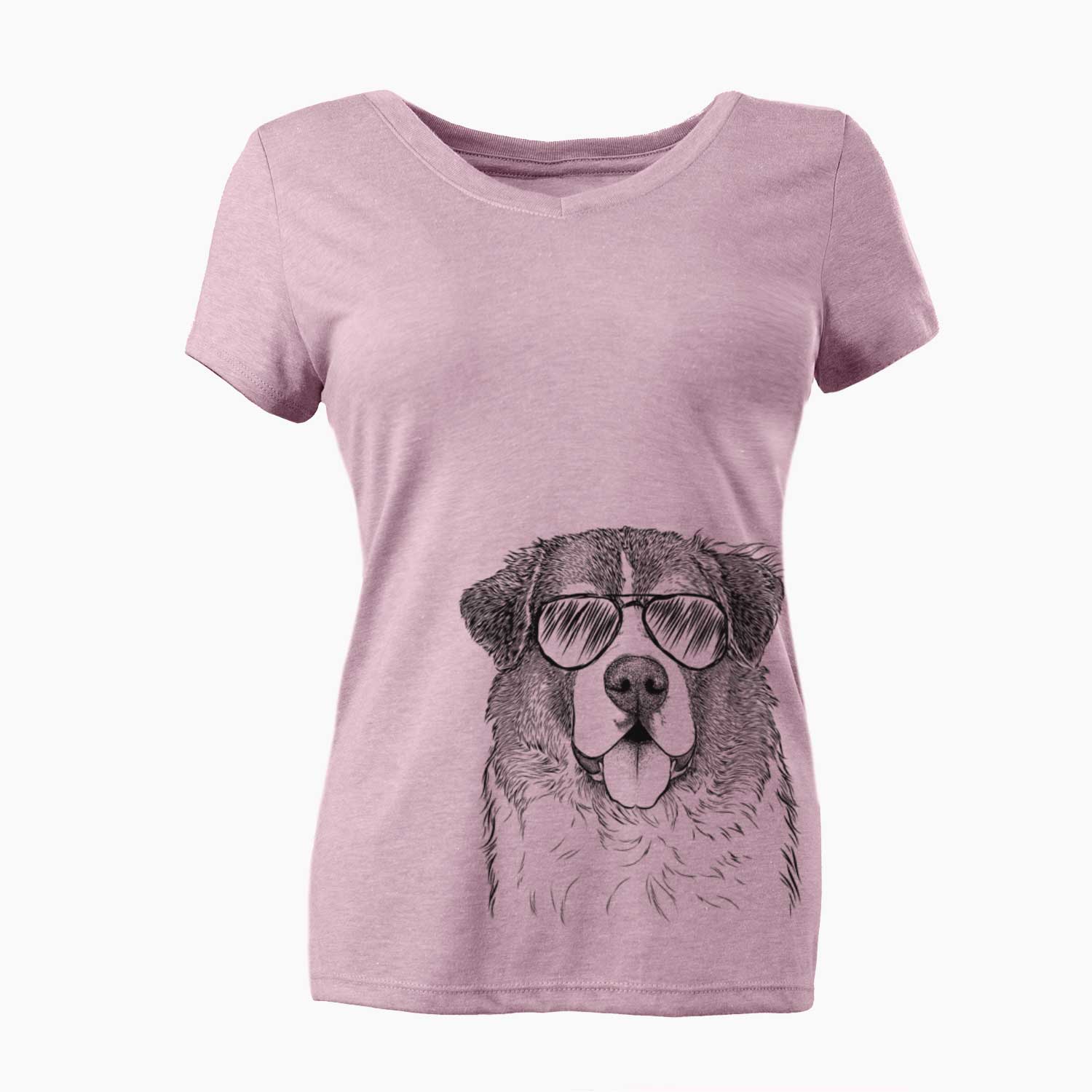 Aviator Dilly the Saint Bernard - Women's V-neck Shirt