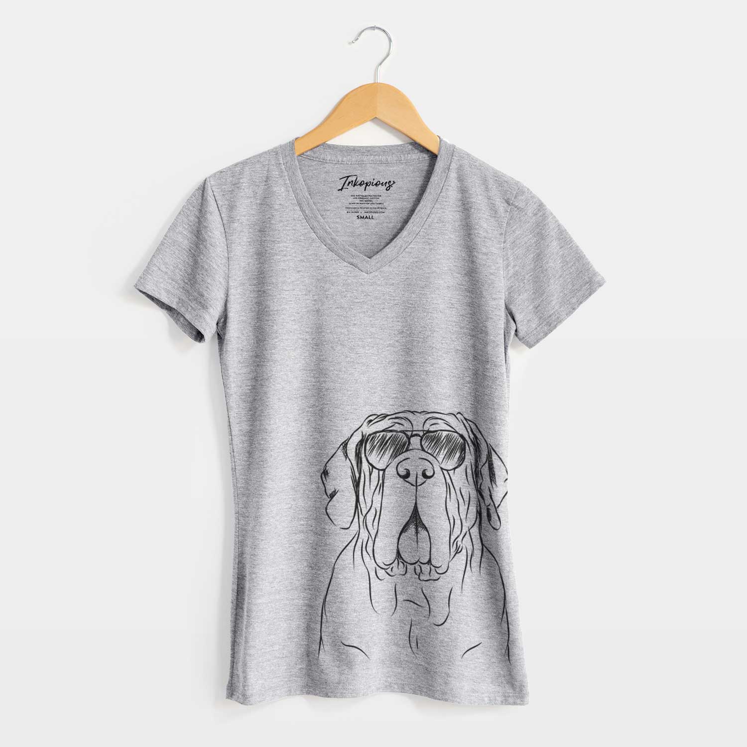 Aviator Dinah the Neapolitan Mastiff - Women's V-neck Shirt