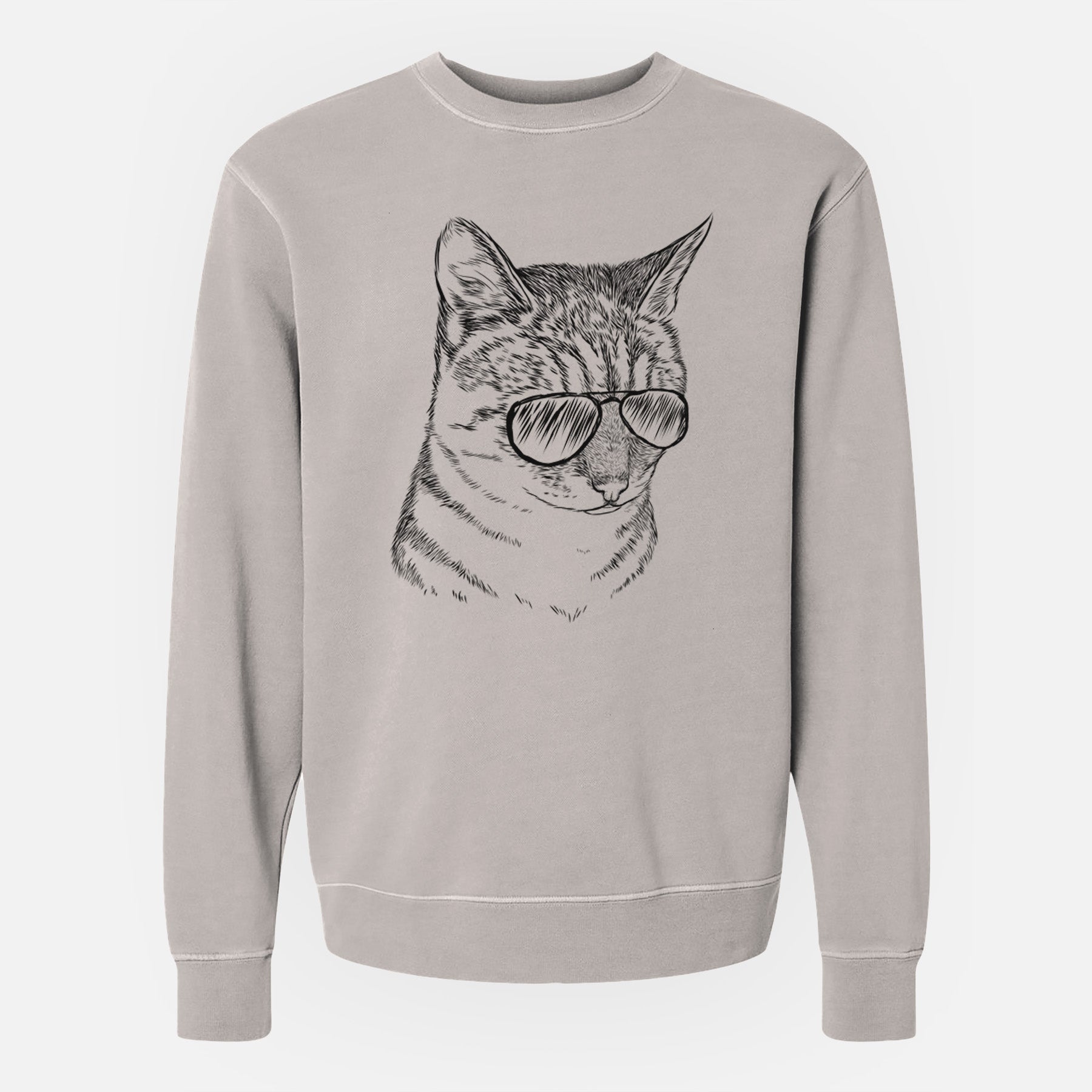 Aviator Dora the Tabby Cat - Unisex Pigment Dyed Crew Sweatshirt