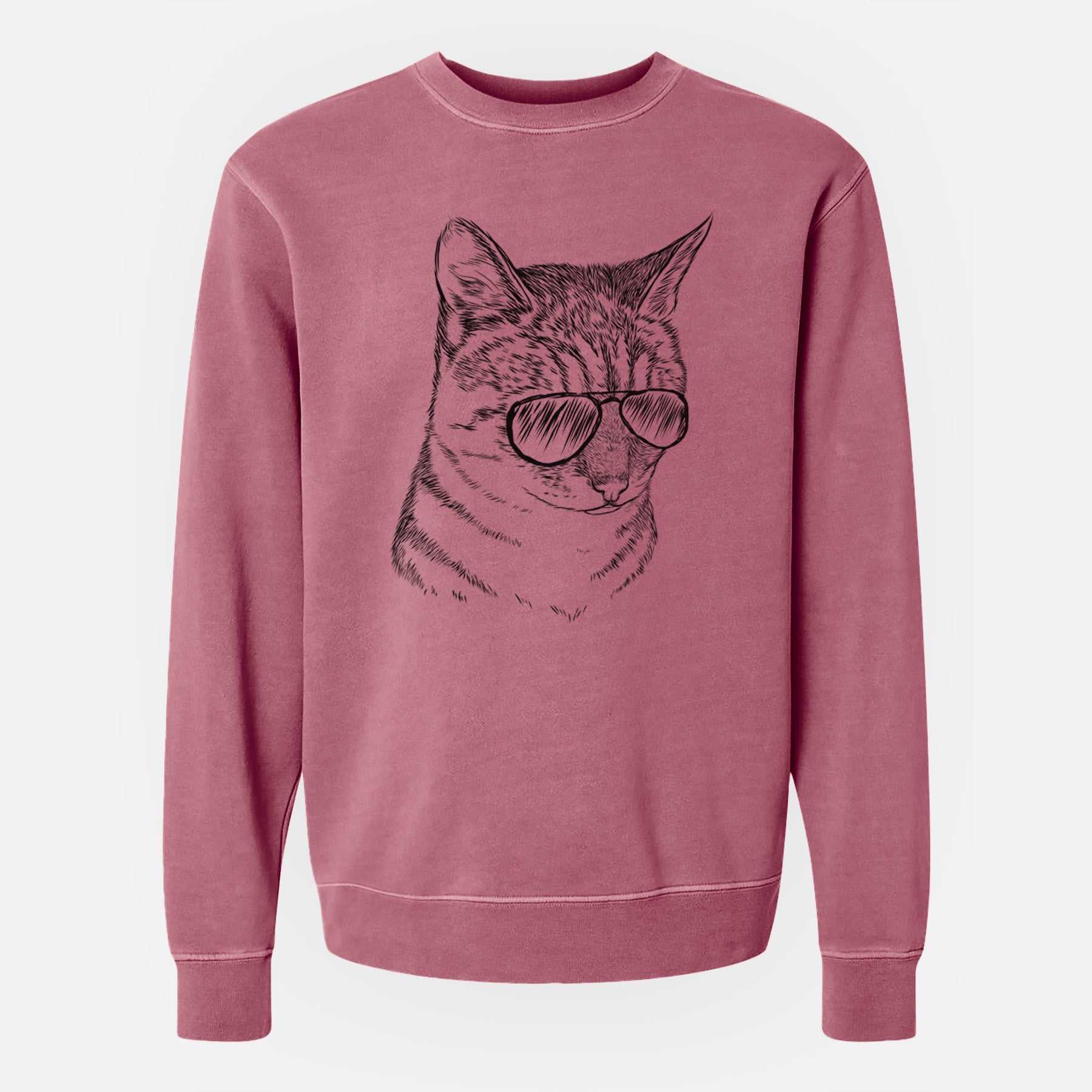 Aviator Dora the Tabby Cat - Unisex Pigment Dyed Crew Sweatshirt