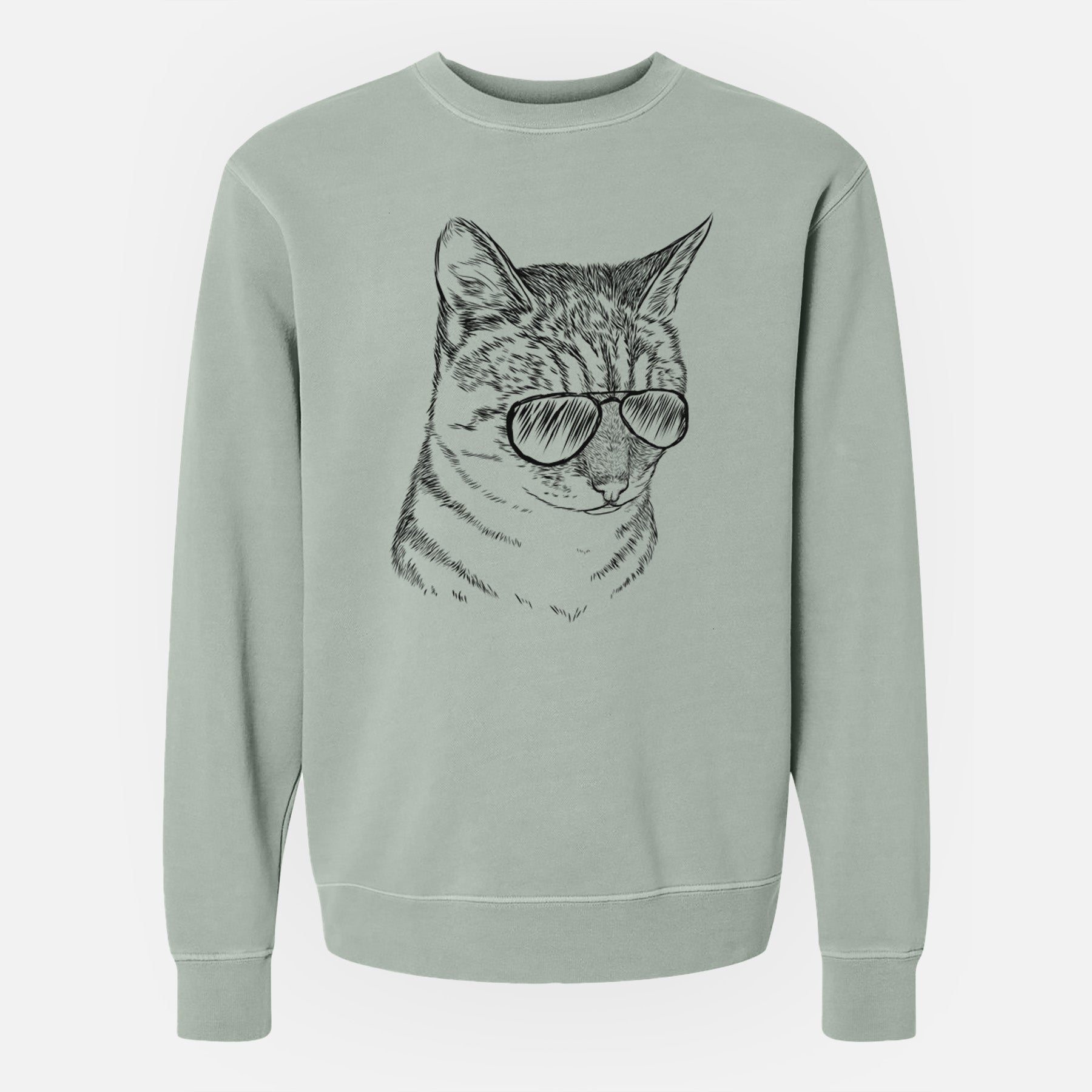 Aviator Dora the Tabby Cat - Unisex Pigment Dyed Crew Sweatshirt