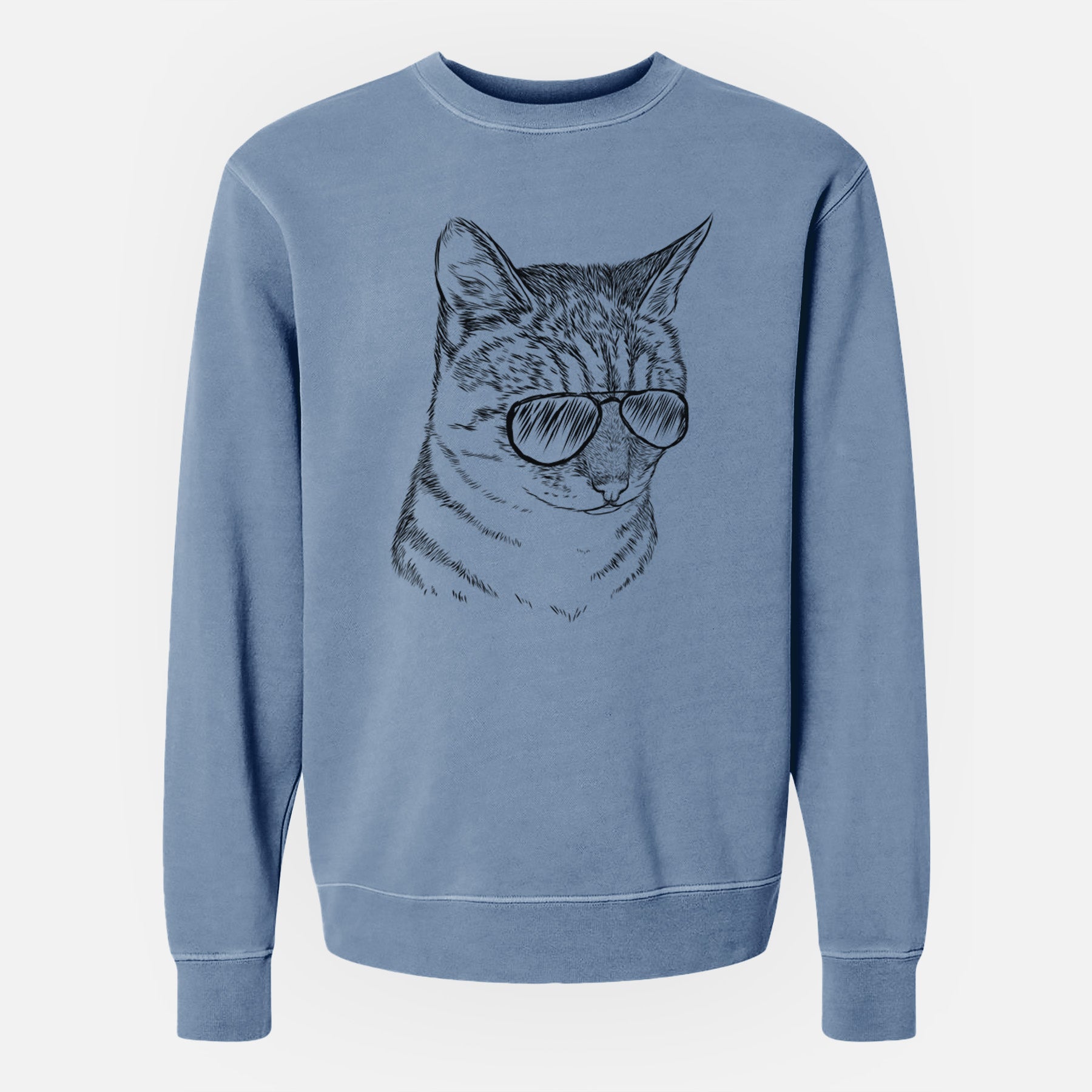 Aviator Dora the Tabby Cat - Unisex Pigment Dyed Crew Sweatshirt