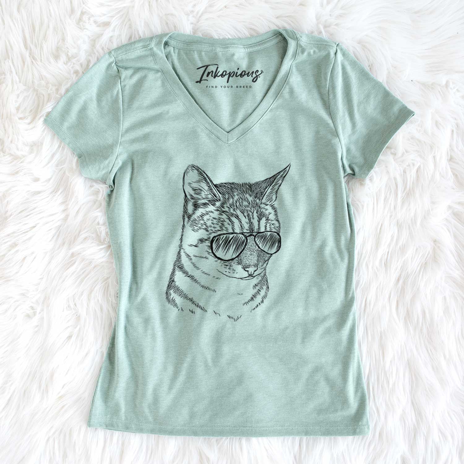 Aviator Dora the Tabby Cat - Women's V-neck Shirt