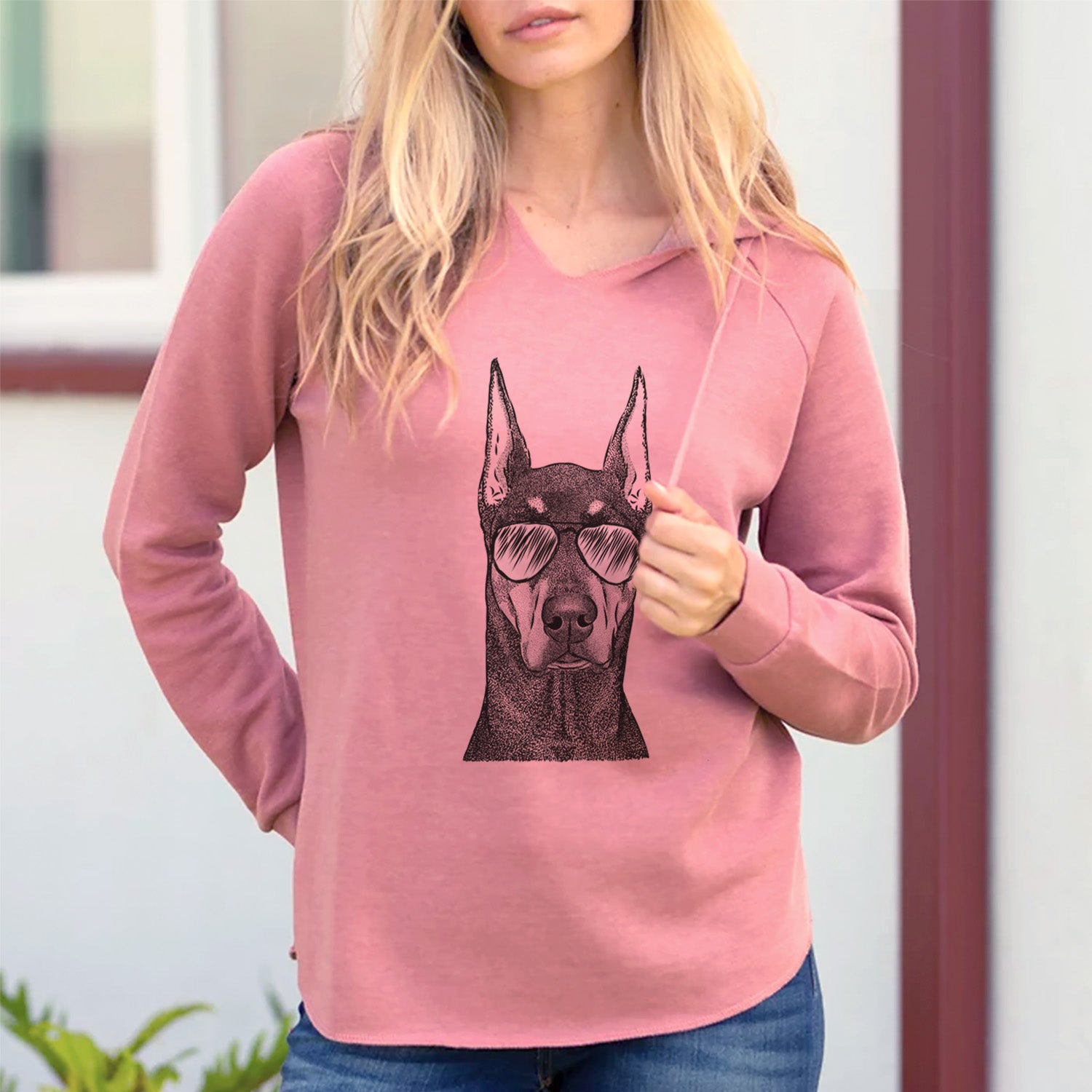 Aviator Drake the Doberman Pinscher - Cali Wave Hooded Sweatshirt