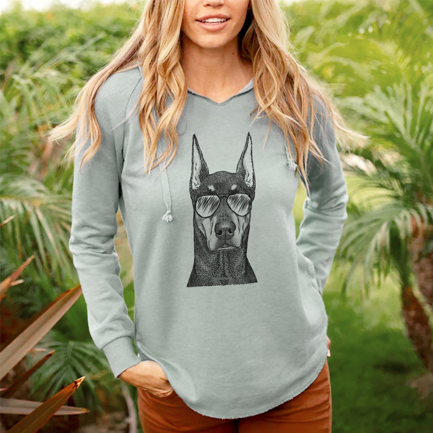 Aviator Drake the Doberman Pinscher - Cali Wave Hooded Sweatshirt