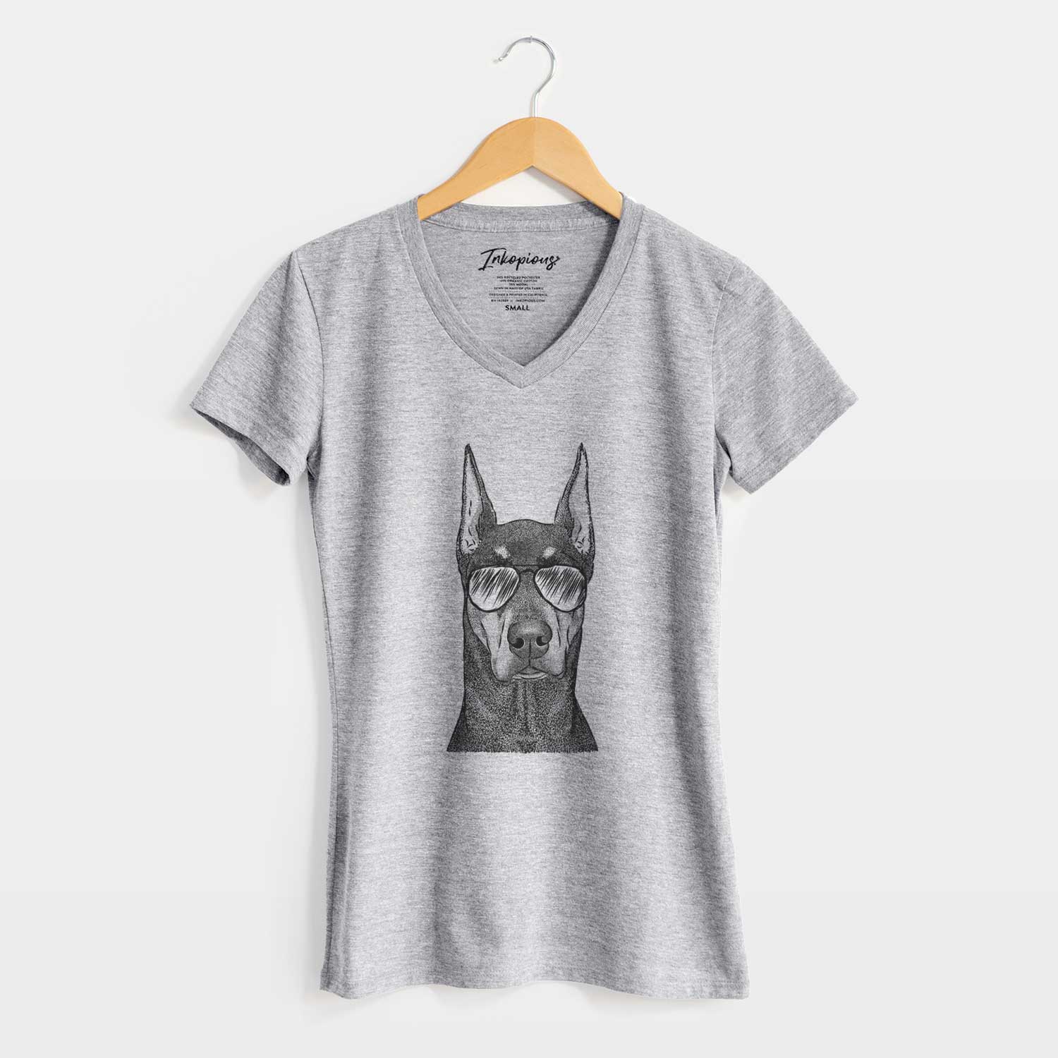 Aviator Drake the Doberman Pinscher - Women's V-neck Shirt