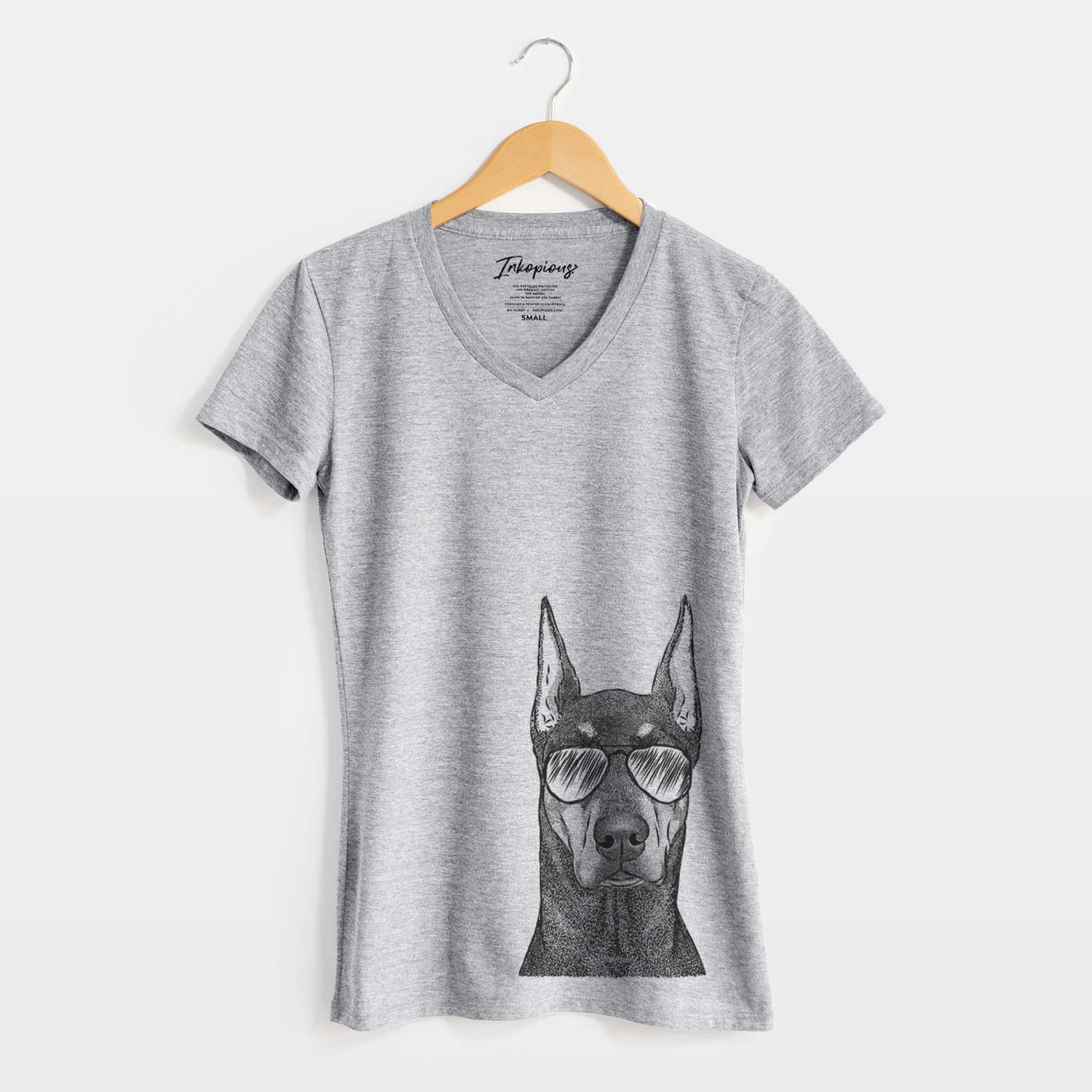 Aviator Drake the Doberman Pinscher - Women's V-neck Shirt