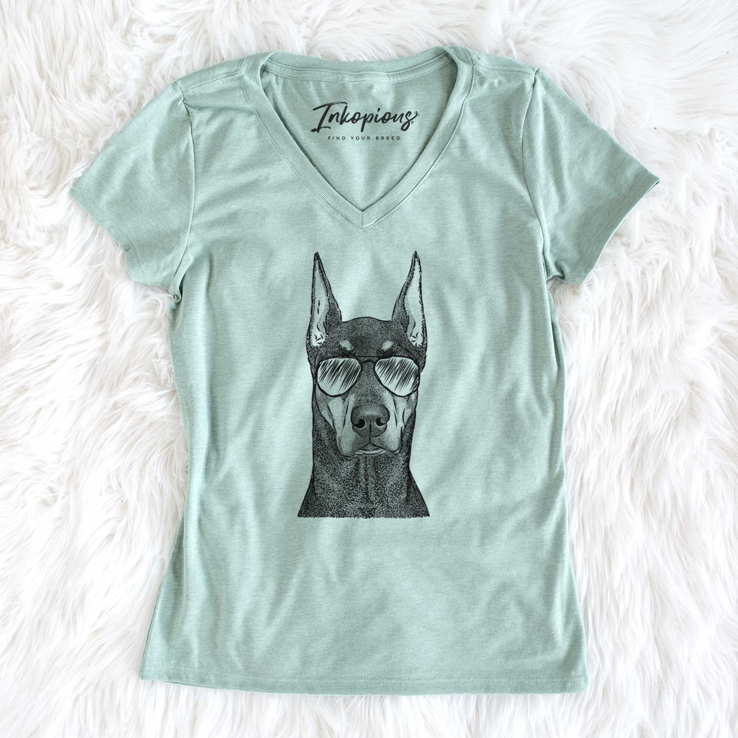 Aviator Drake the Doberman Pinscher - Women's V-neck Shirt