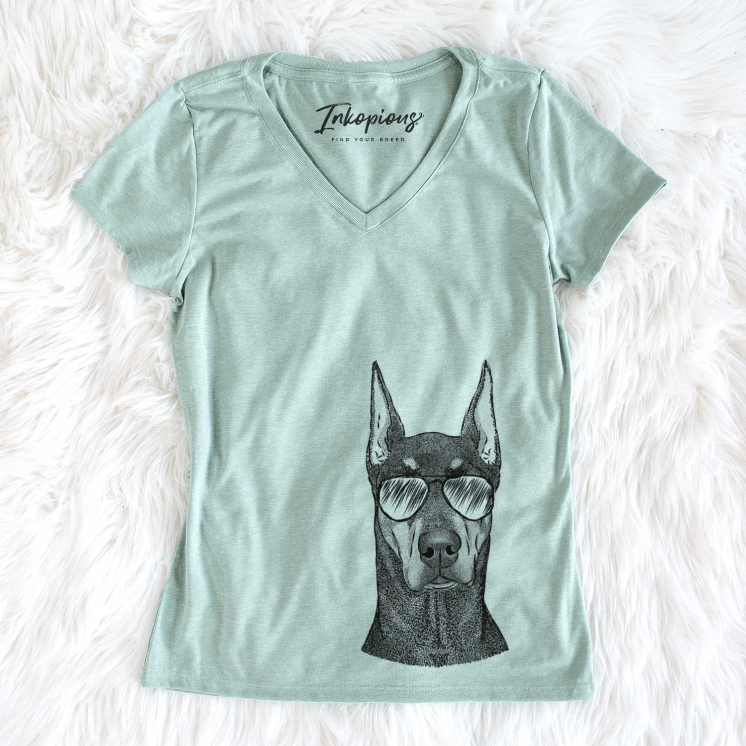 Aviator Drake the Doberman Pinscher - Women's V-neck Shirt