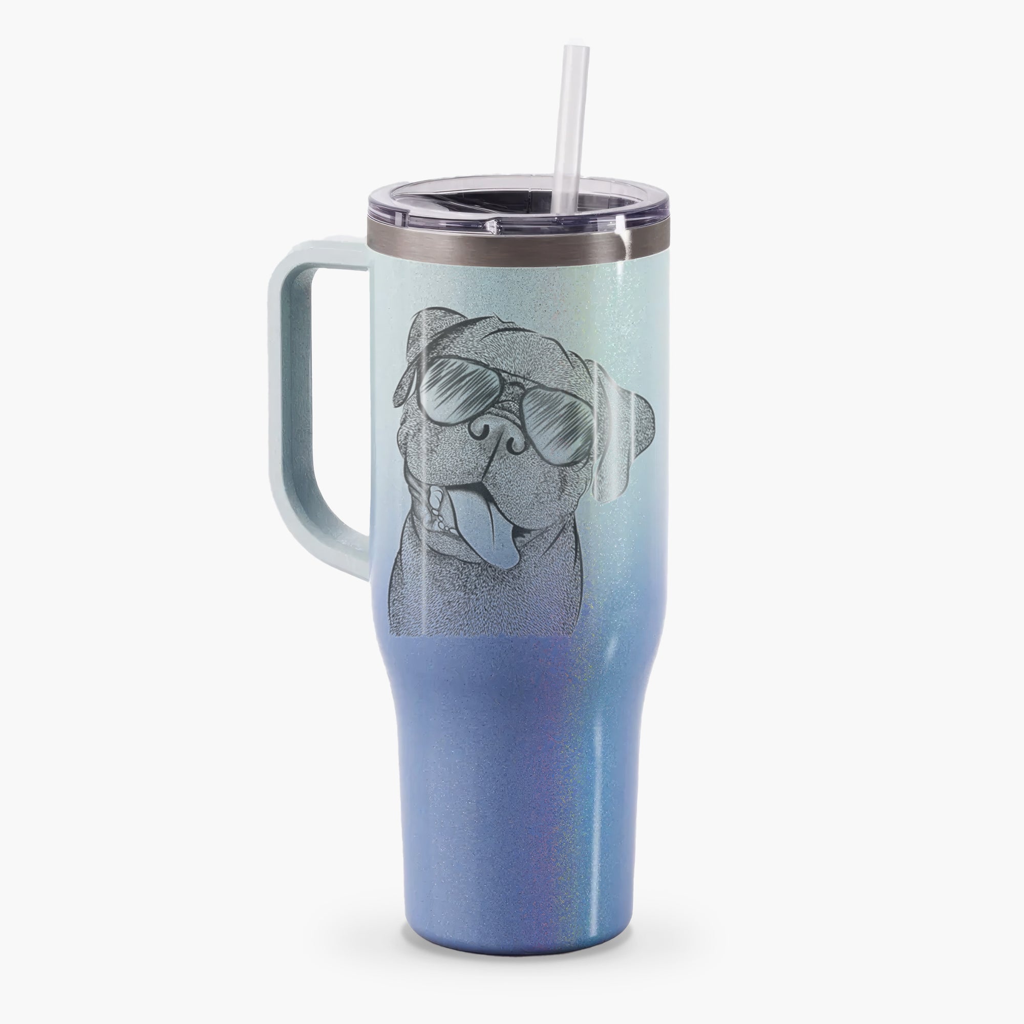 Dudley Danger the Pug - 40oz Tumbler with Handle