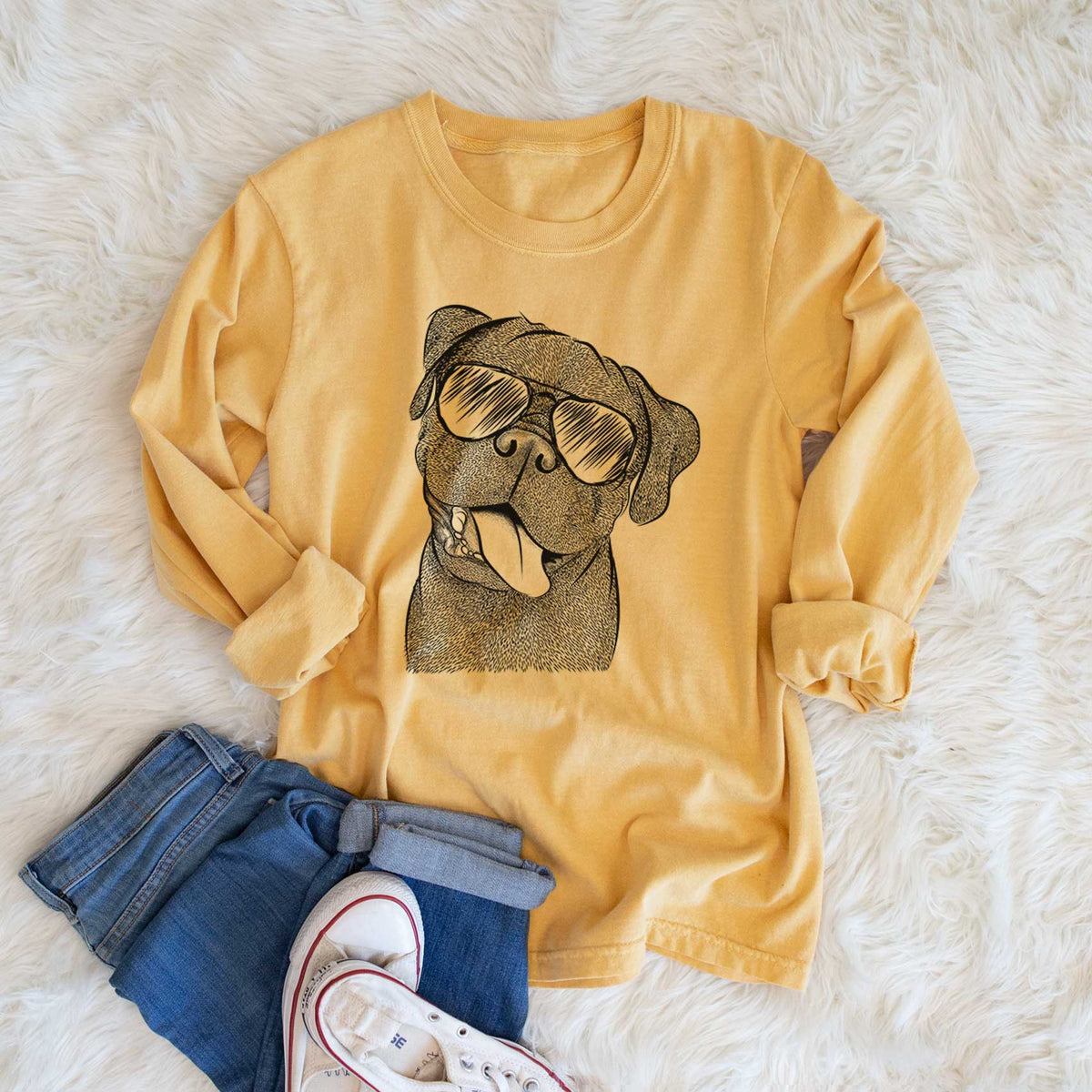 Aviators Dudley Danger the Pug - Heavyweight 100% Cotton Long Sleeve