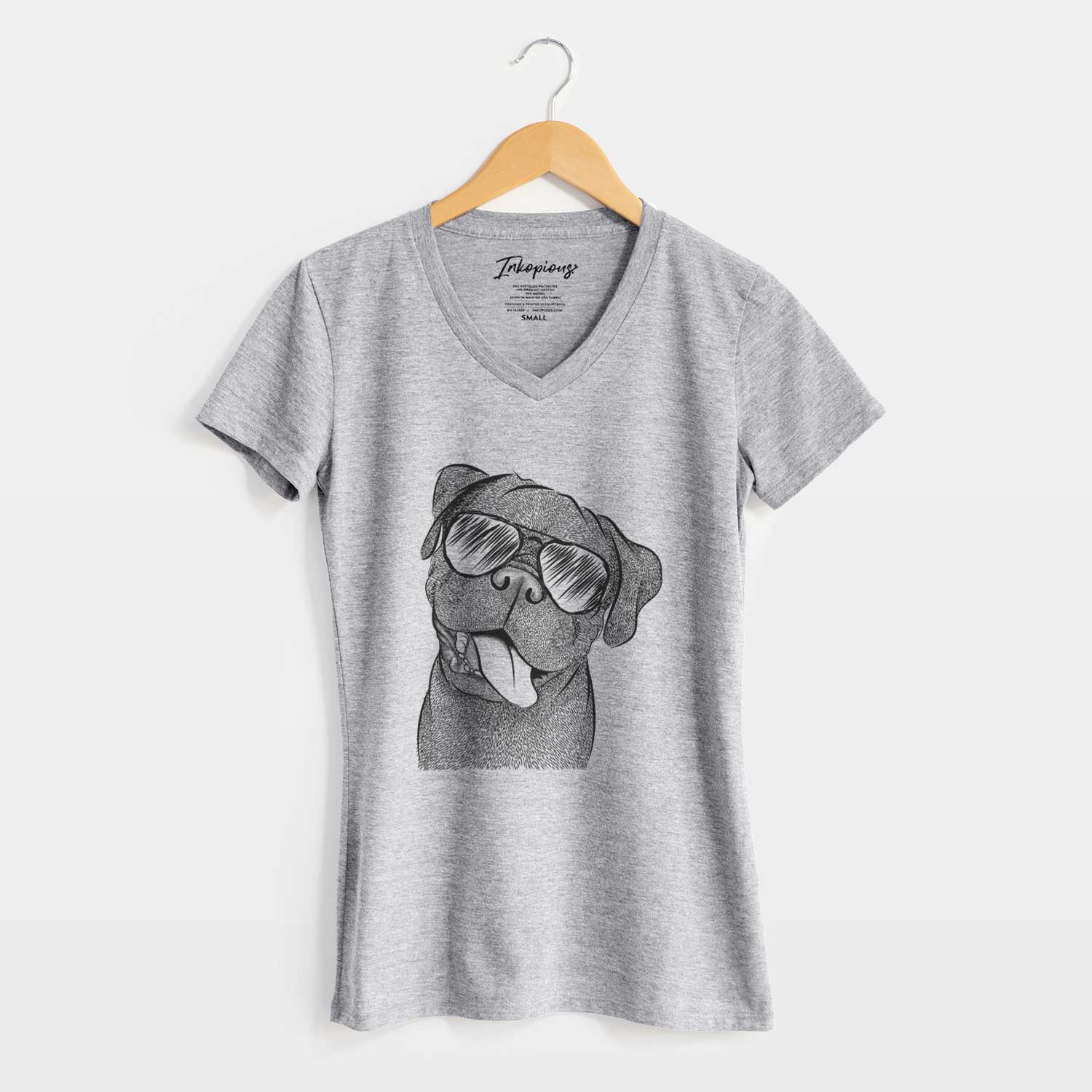 Aviator Dudley Danger the Pug - Women's V-neck Shirt