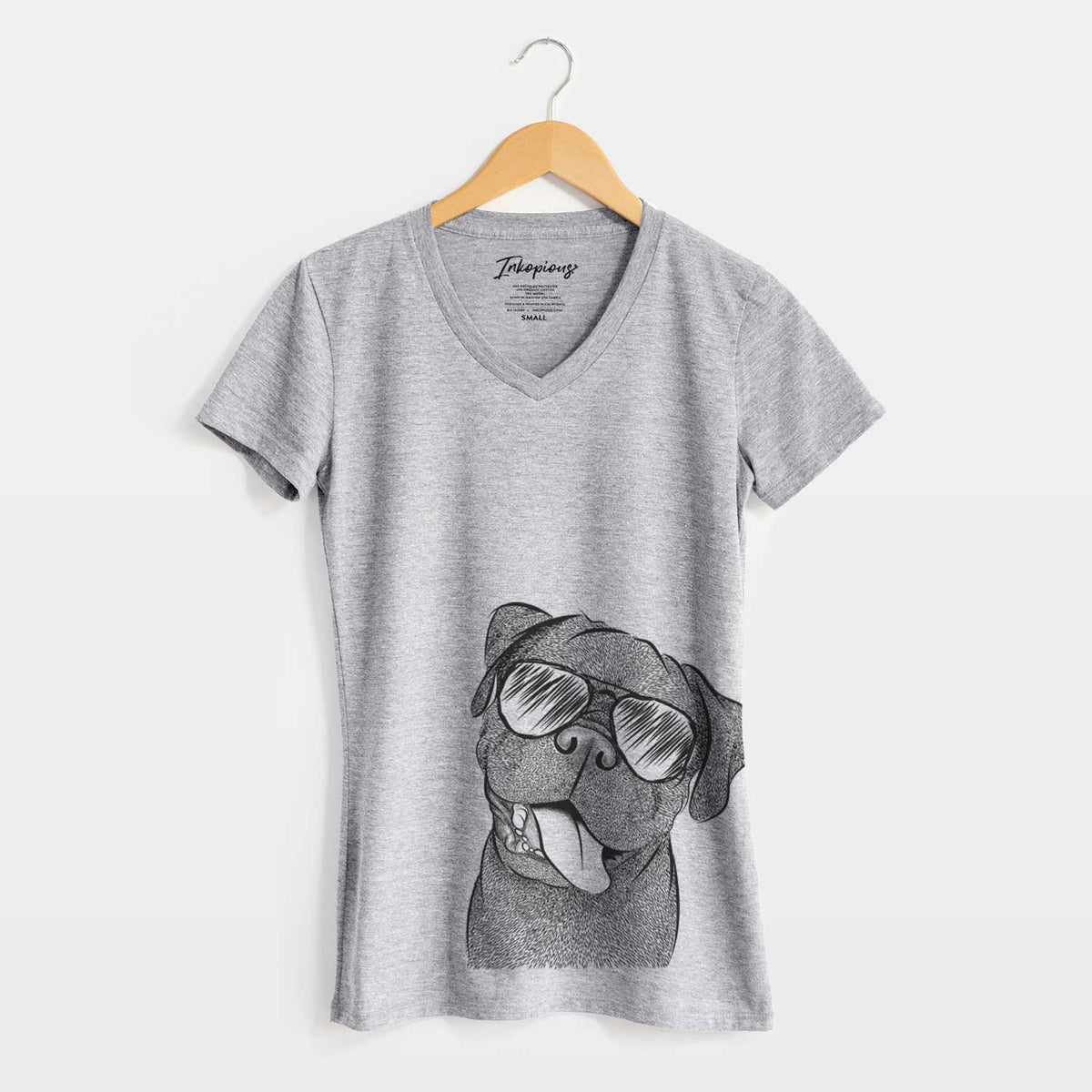 Aviator Dudley Danger the Pug - Women&#39;s V-neck Shirt