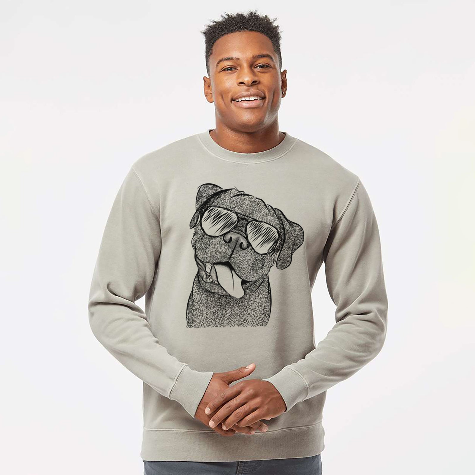 Aviator Dudley Danger the Pug - Unisex Pigment Dyed Crew Sweatshirt