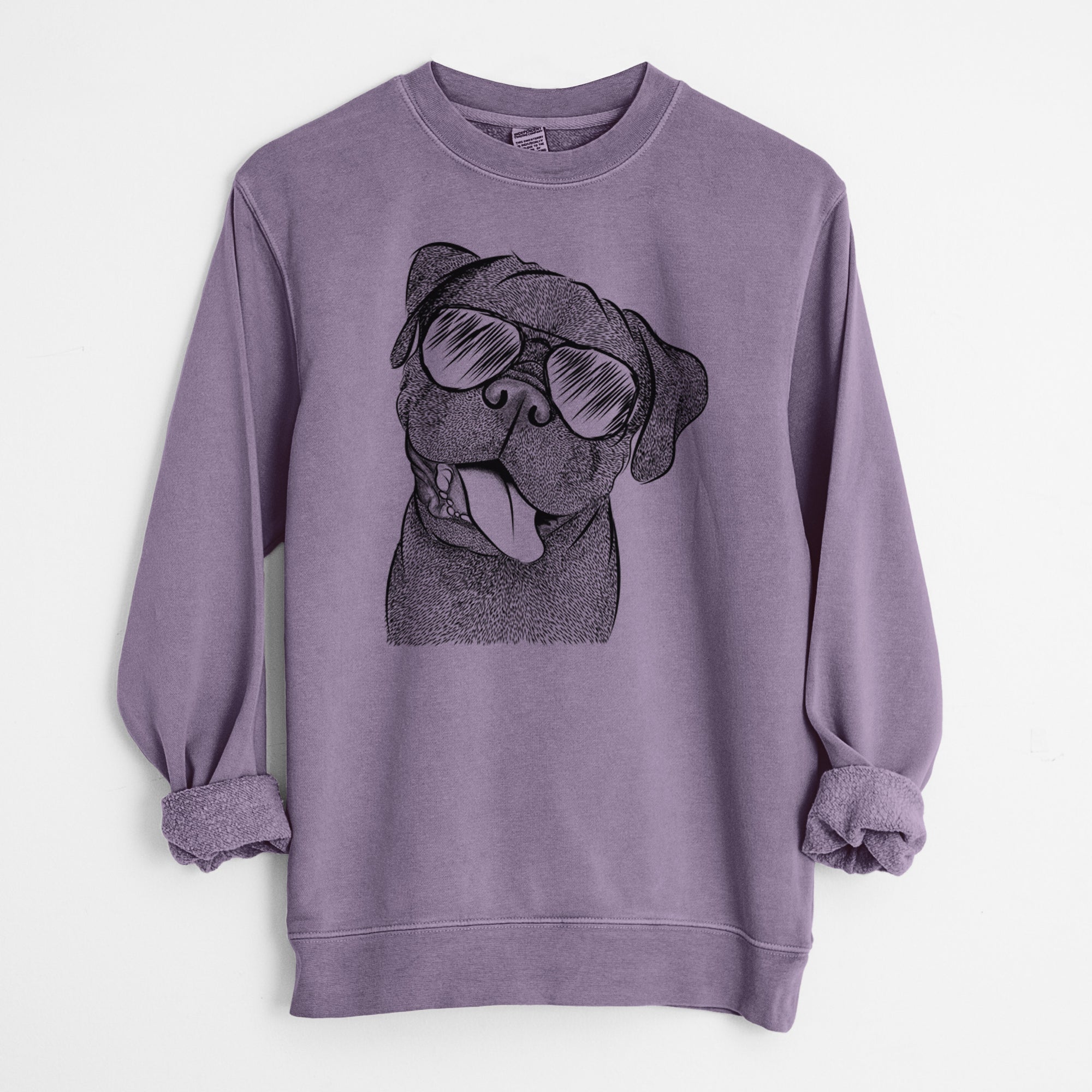 Aviator Dudley Danger the Pug - Unisex Pigment Dyed Crew Sweatshirt