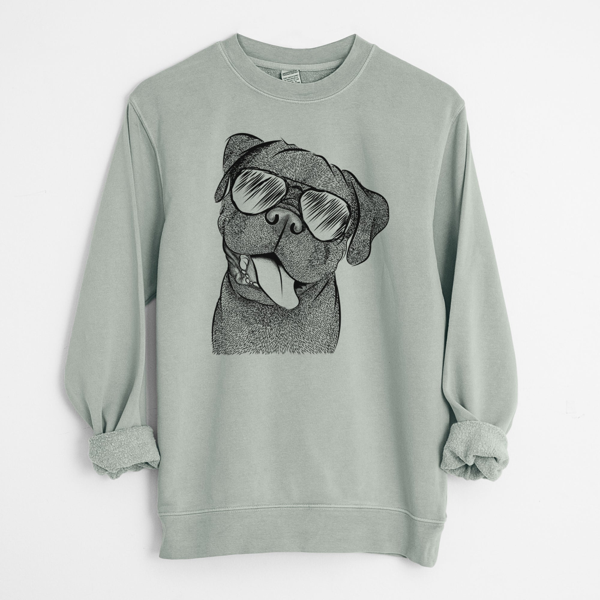 Aviator Dudley Danger the Pug - Unisex Pigment Dyed Crew Sweatshirt