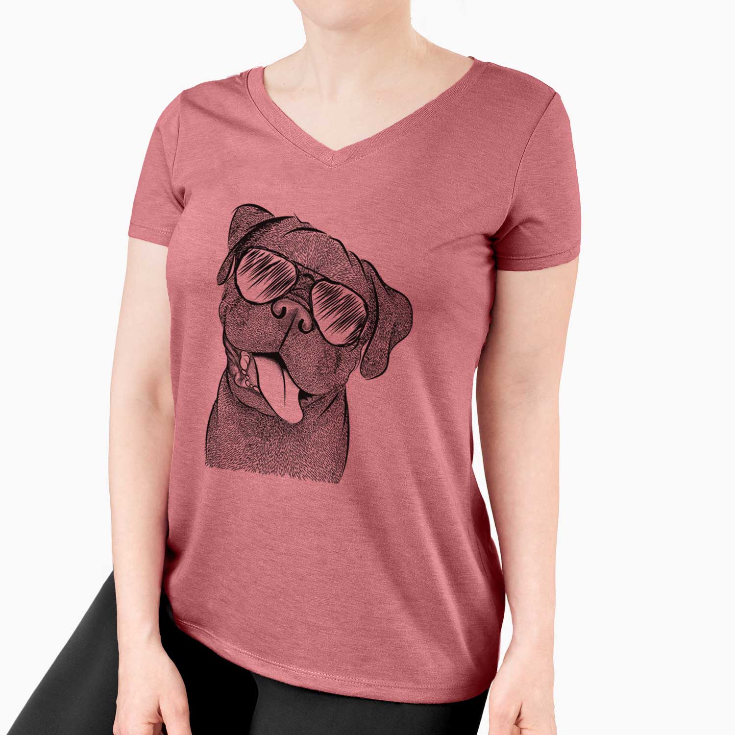 Aviator Dudley Danger the Pug - Women's V-neck Shirt