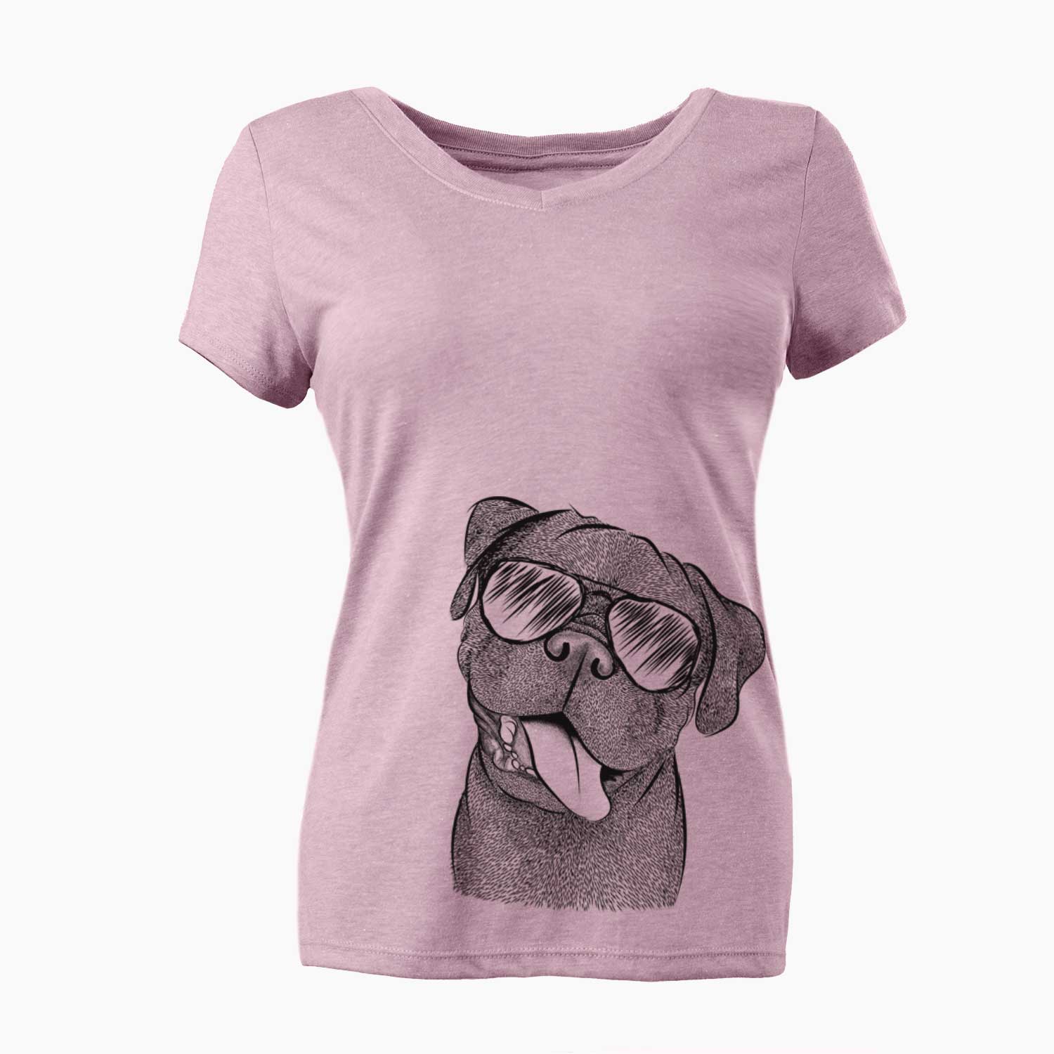 Aviator Dudley Danger the Pug - Women's V-neck Shirt