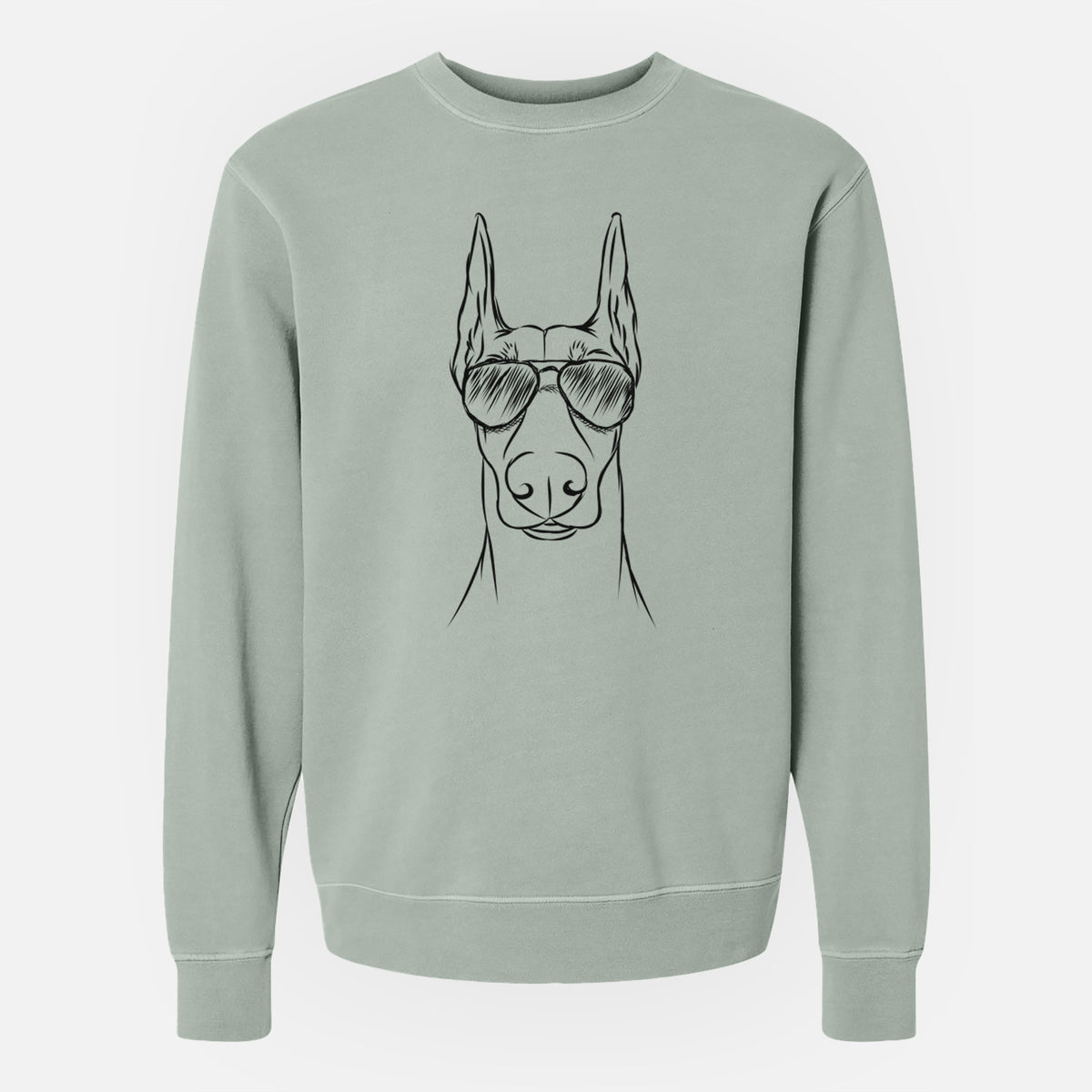 Aviator Duke the Doberman Pinscher - Unisex Pigment Dyed Crew Sweatshirt