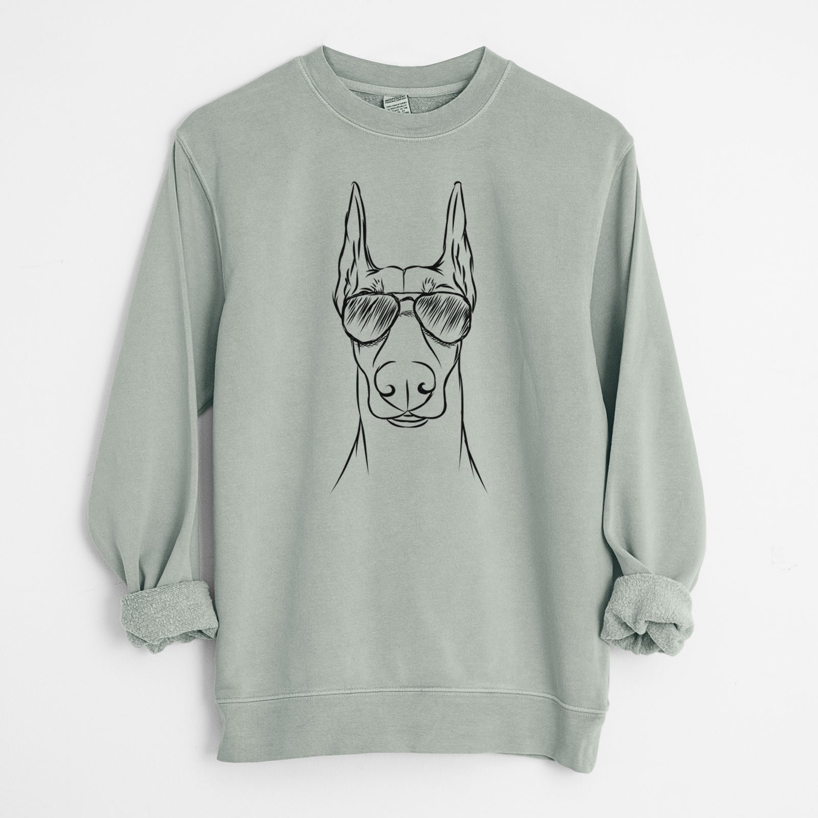 Aviator Duke the Doberman Pinscher - Unisex Pigment Dyed Crew Sweatshirt