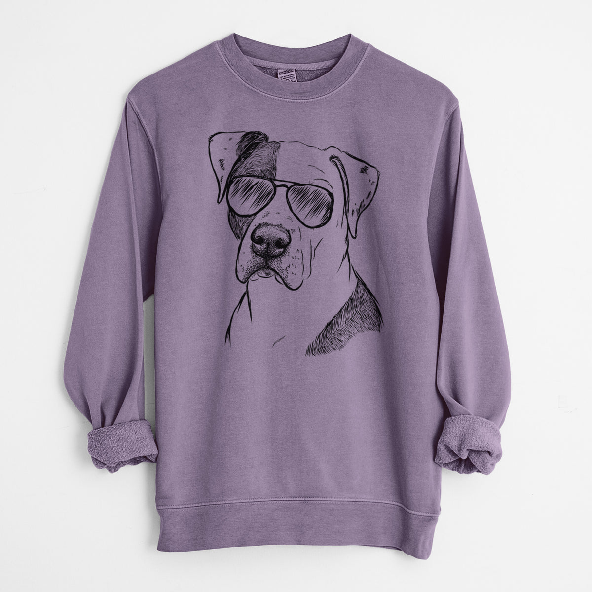 Aviator Duke the American Staffordshire Terrier Mix - Unisex Pigment Dyed Crew Sweatshirt