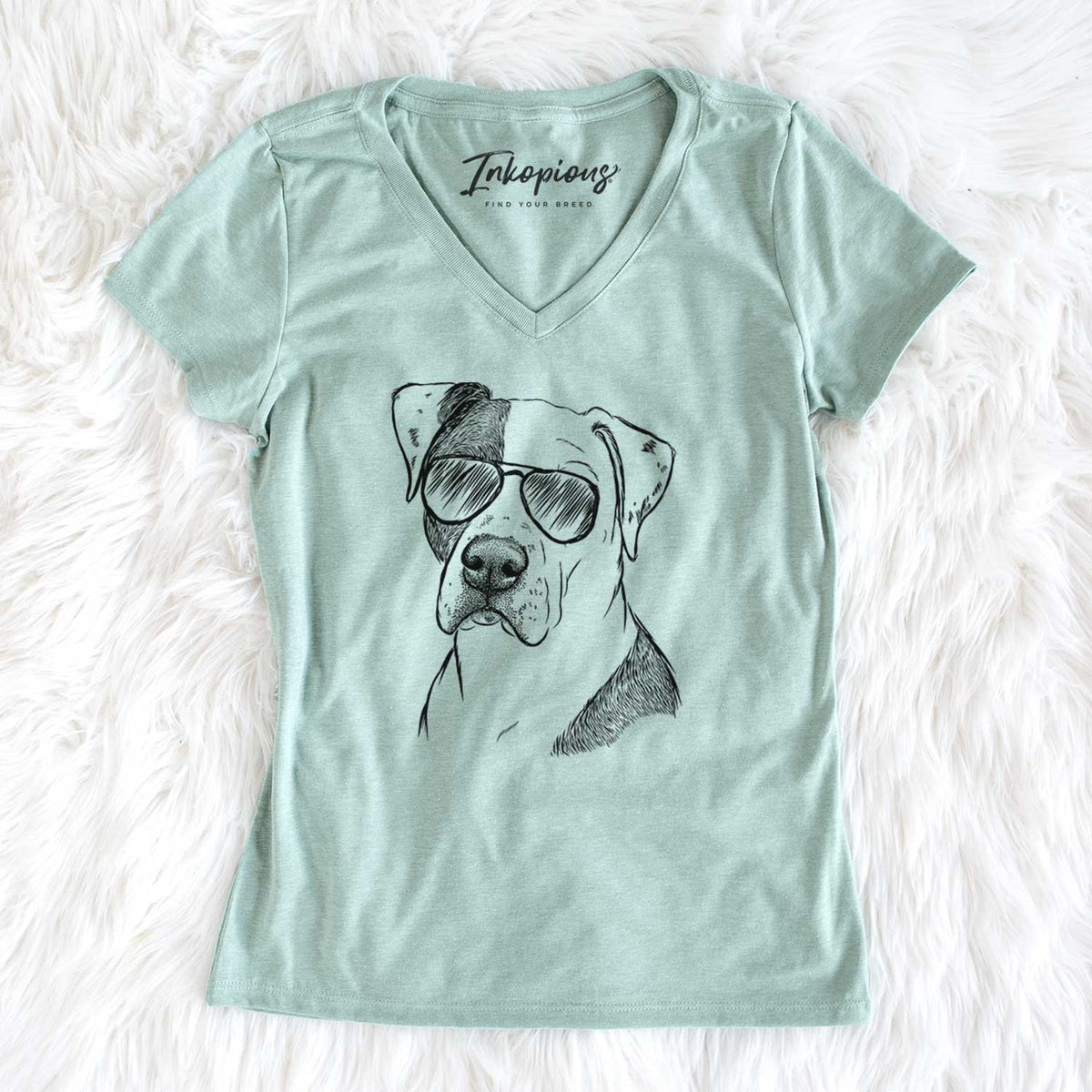 Aviator Duke the American Staffordshire Terrier Mix - Women's V-neck Shirt