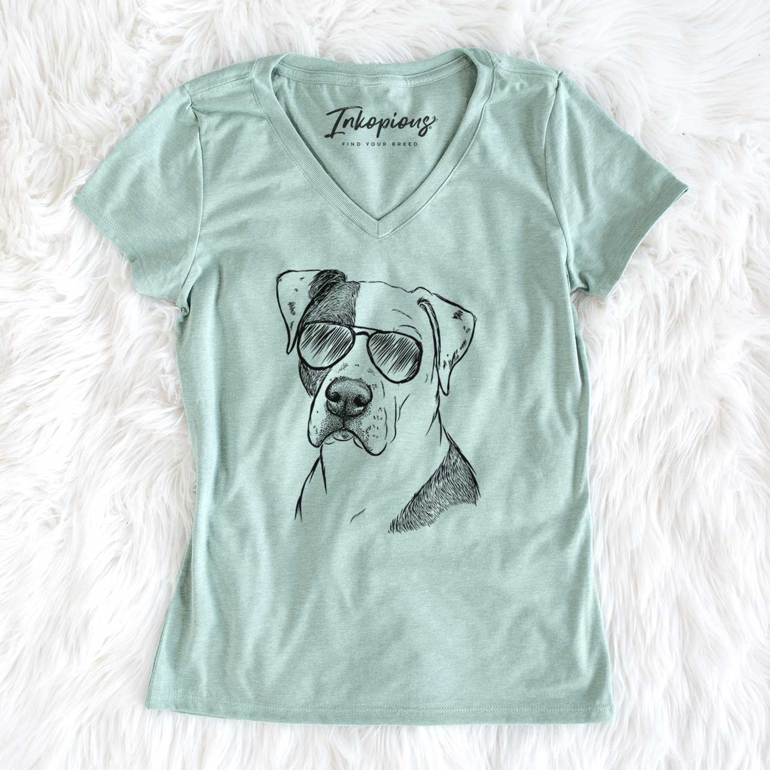 Aviator Duke the American Staffordshire Terrier Mix - Women's V-neck Shirt