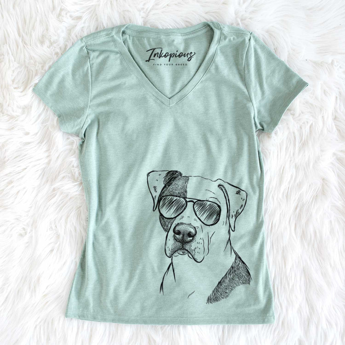Aviator Duke the American Staffordshire Terrier Mix - Women's V-neck Shirt