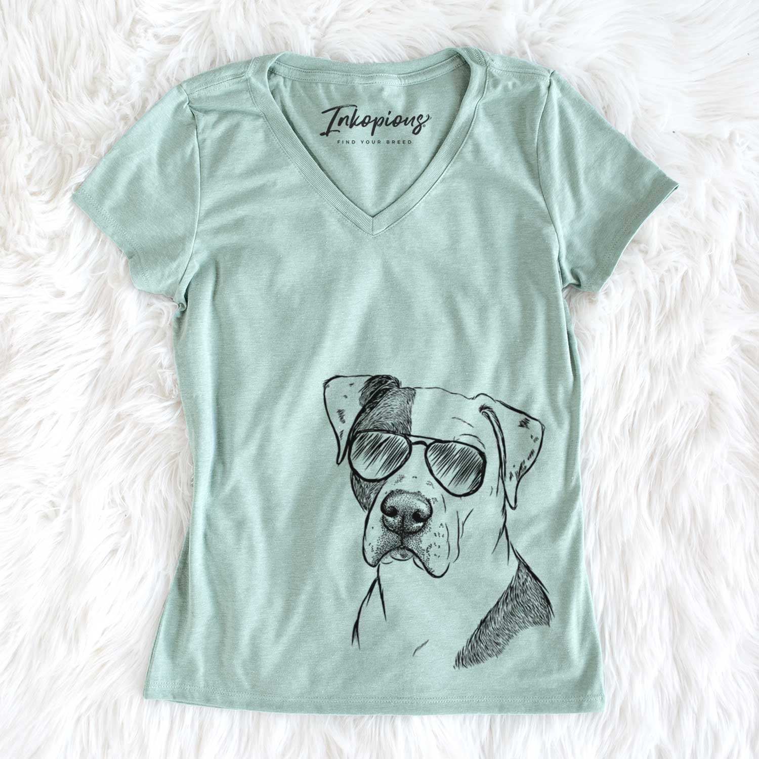 Aviator Duke the American Staffordshire Terrier Mix - Women's V-neck Shirt
